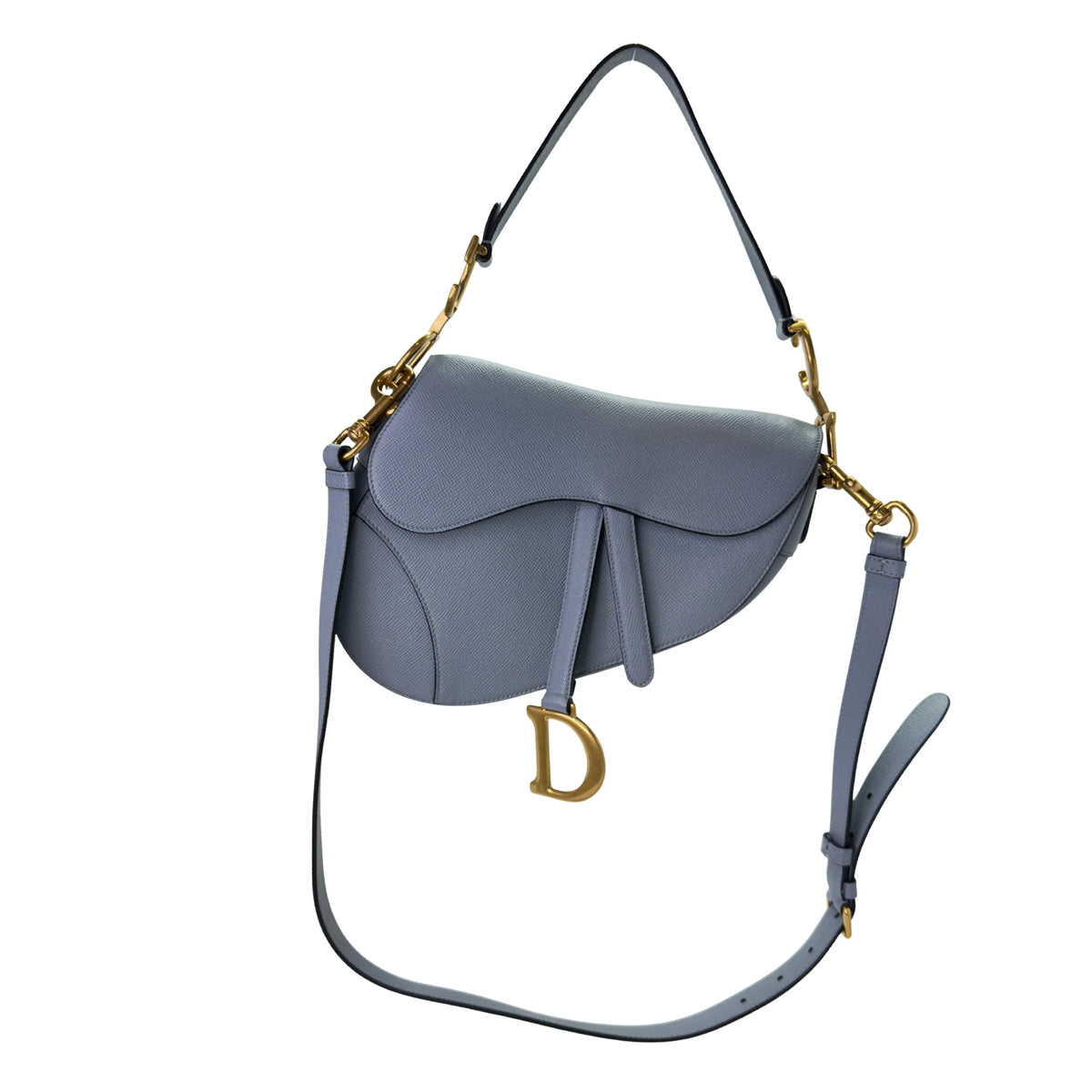 Dior Saddle Grained Calfskin Medium Handbag Blue - Lost Designer