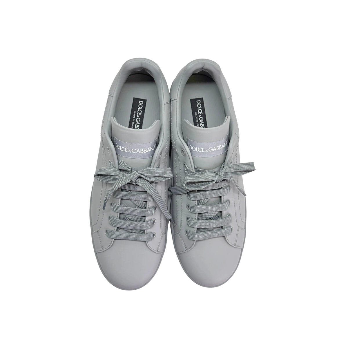 Dolce & Gabbana Men's Portofino Sneakers Leather Grey - Lost Designer