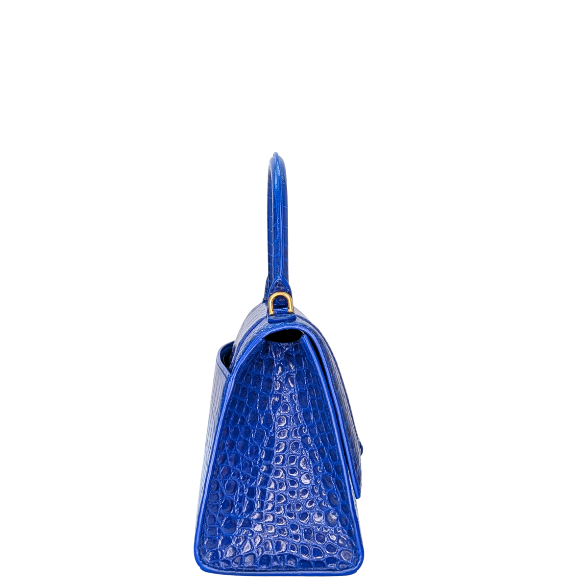 Balenciaga Hourglass Crocodile Embossed Blue
