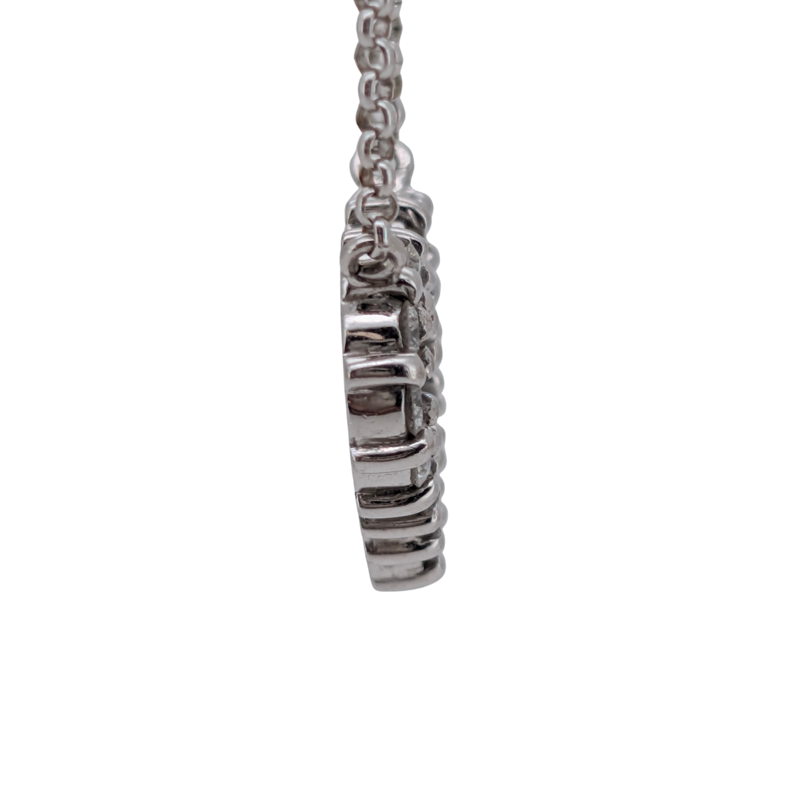 0.75Ct Natural Diamond Open Heart Pendant Necklace In 18K White Gold