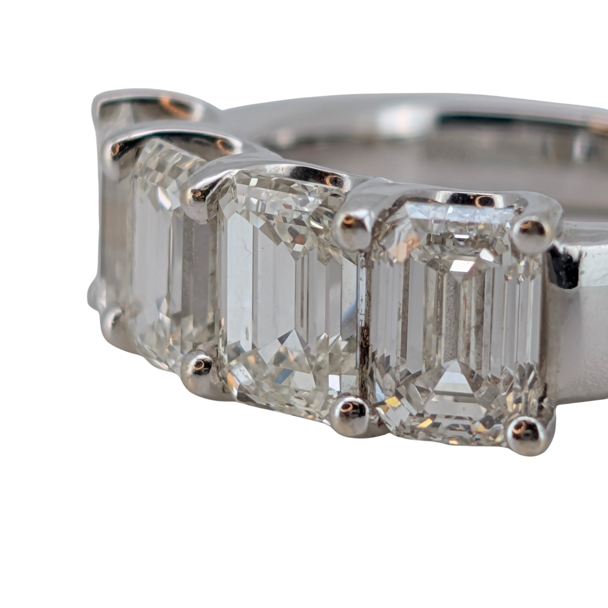 4.00Ct Natural Diamond  Emerald Cut Ring In 18K White Gold