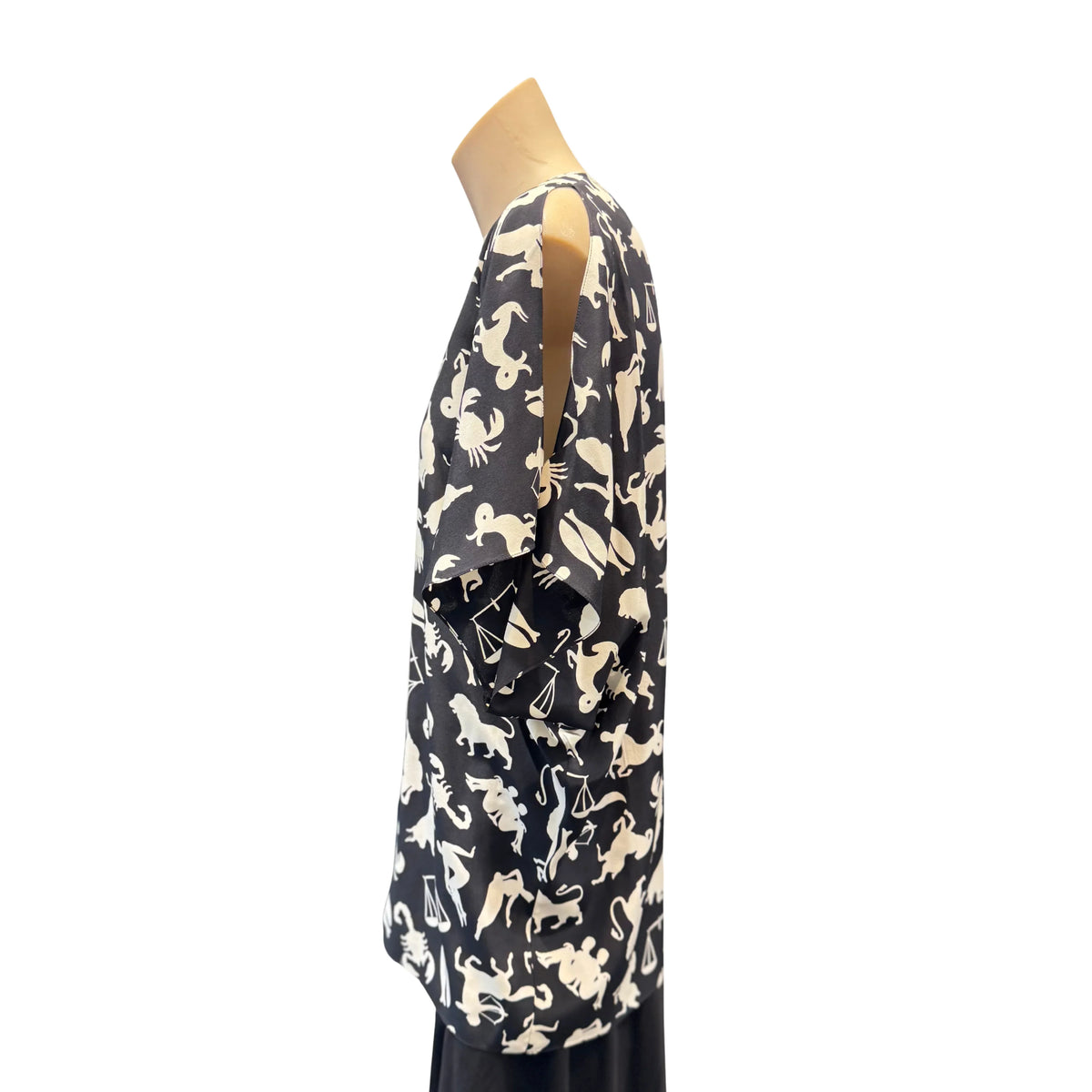 Saint Laurent Black/Cream Silk Zodiac Print Blouse Shirt 40 - Lost Designer