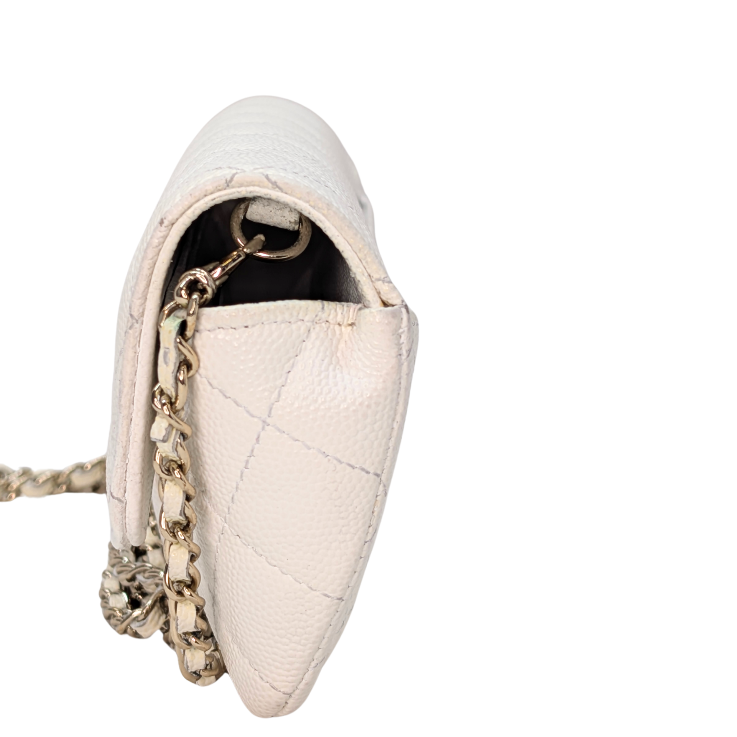 Chanel Quilted Caviar Sunglasses Case Bag White