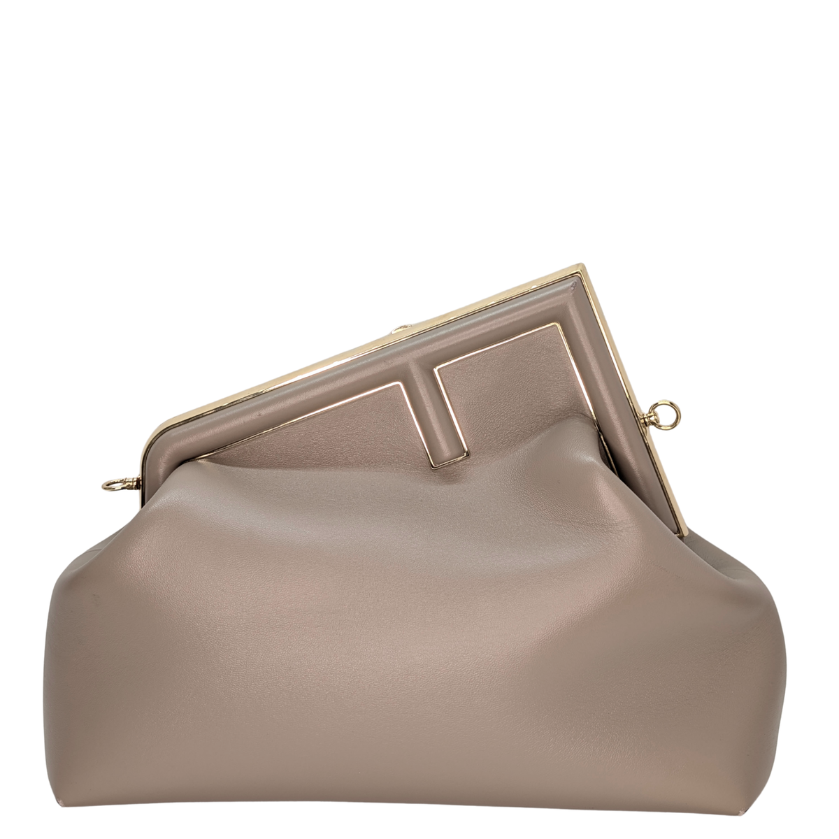 Fendi First Bag Clutch Medium Leather Taupe