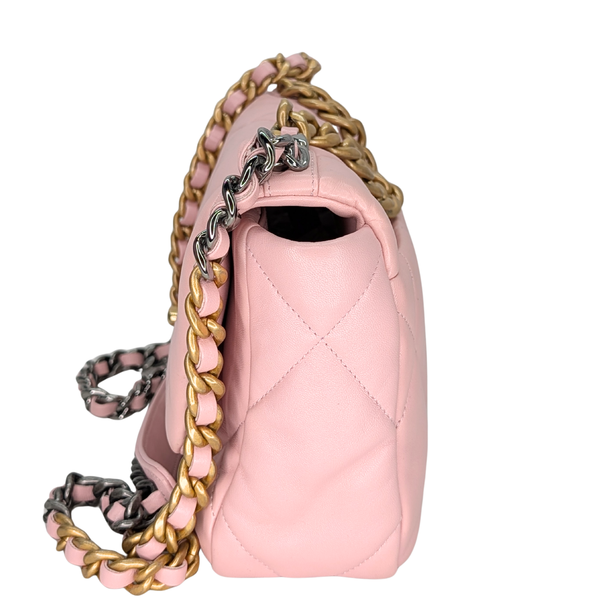 Chanel 19 Small Light Pink Lambskin Bag Microchip