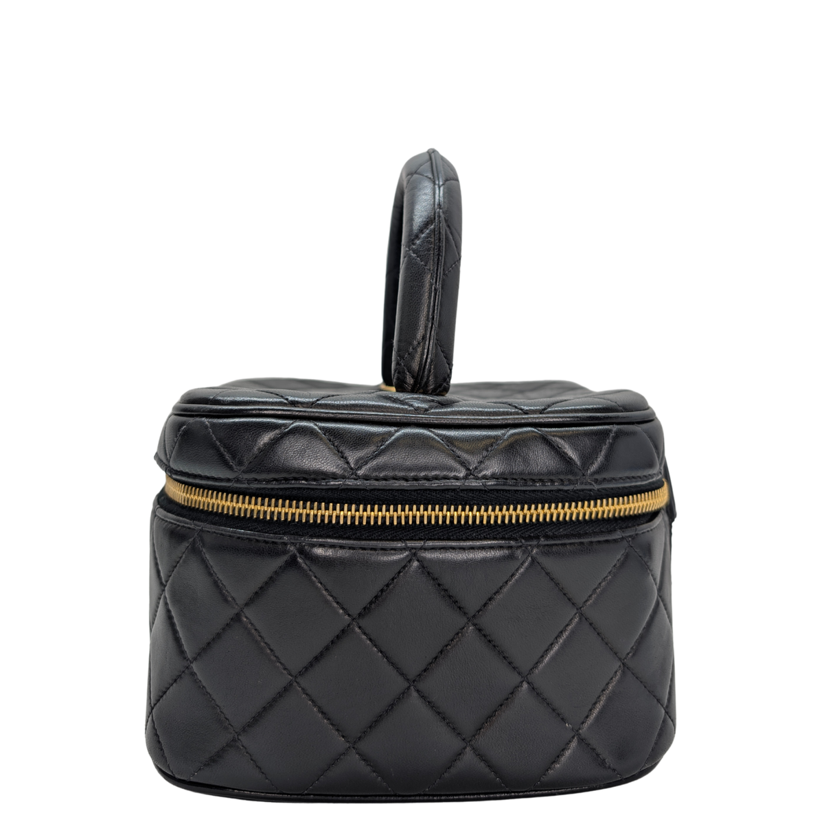 Chanel Vintage Cosmetic Makeup Vanity Case Lambskin Black