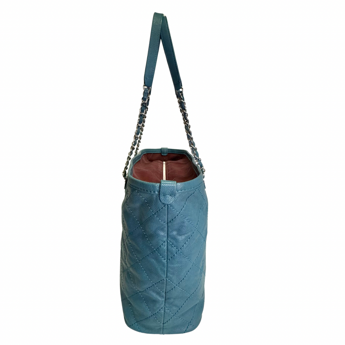 Chanel Everyday Grained Calfskin Quilted Bag Teal Blue - Lost Designer
