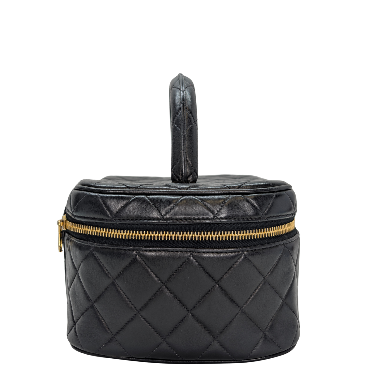 Chanel Vintage Cosmetic Makeup Vanity Case Lambskin Black