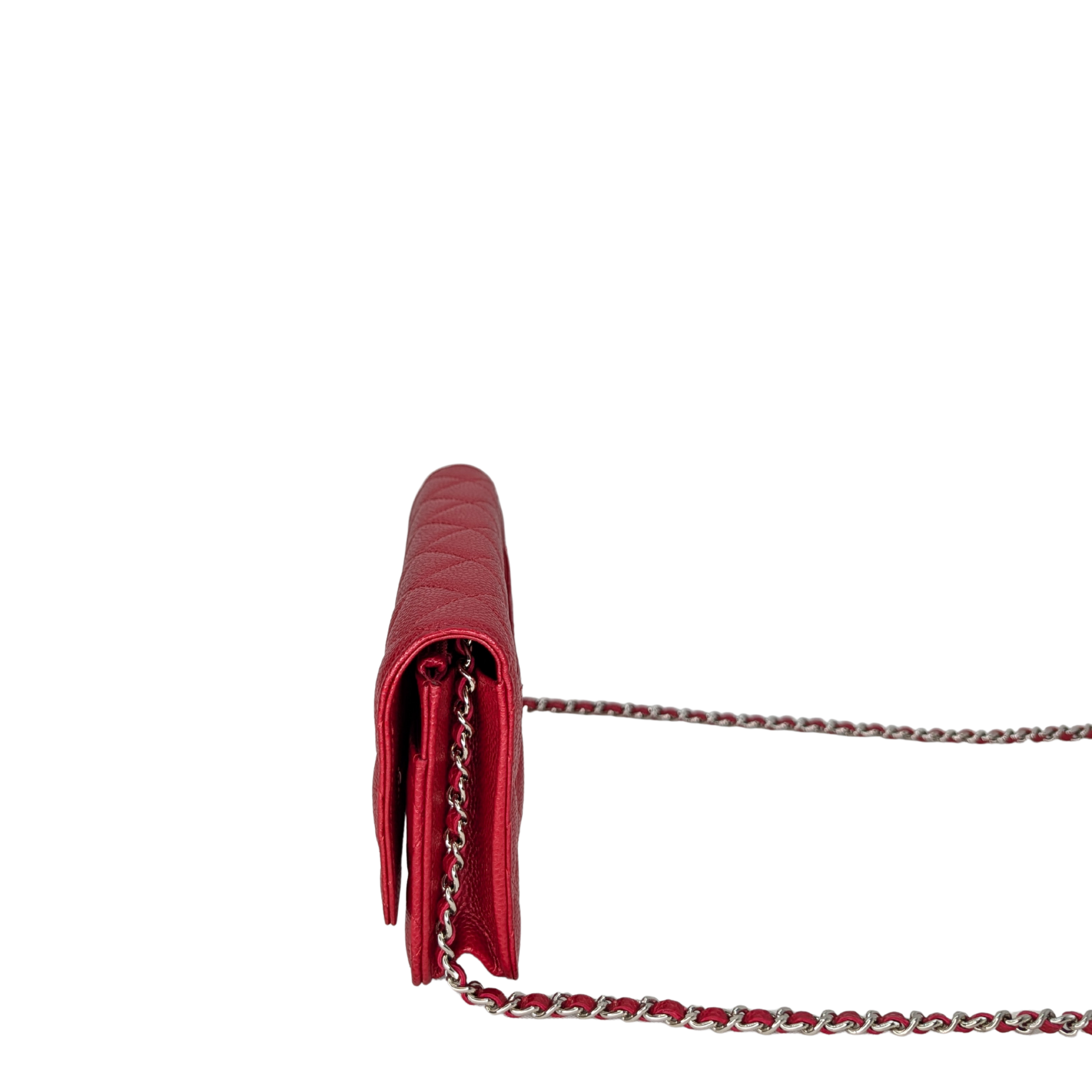 Chanel Caviar Wallet On Chain Red