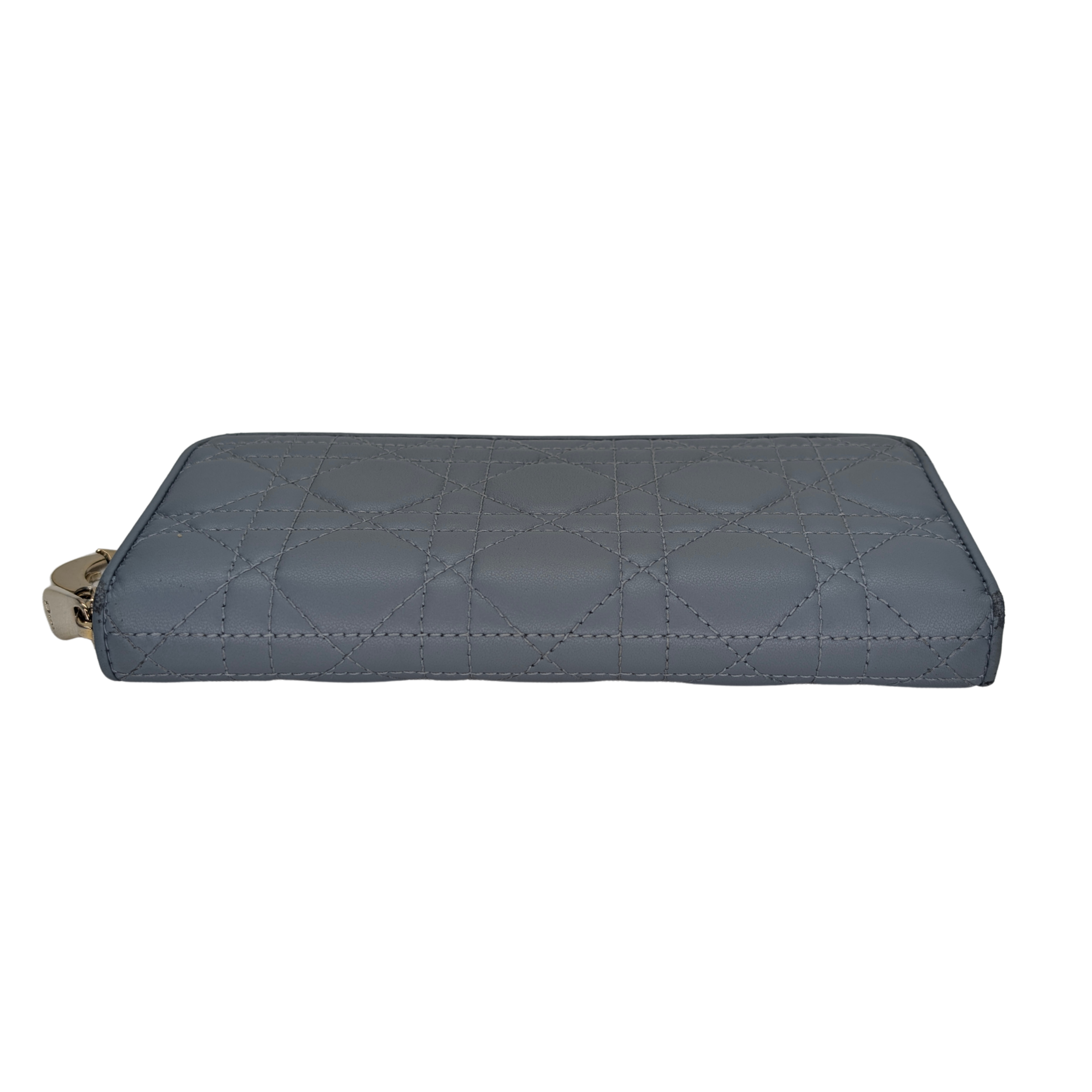 Dior Lady Voyageur Wallet In Cloud Blue Lambskin