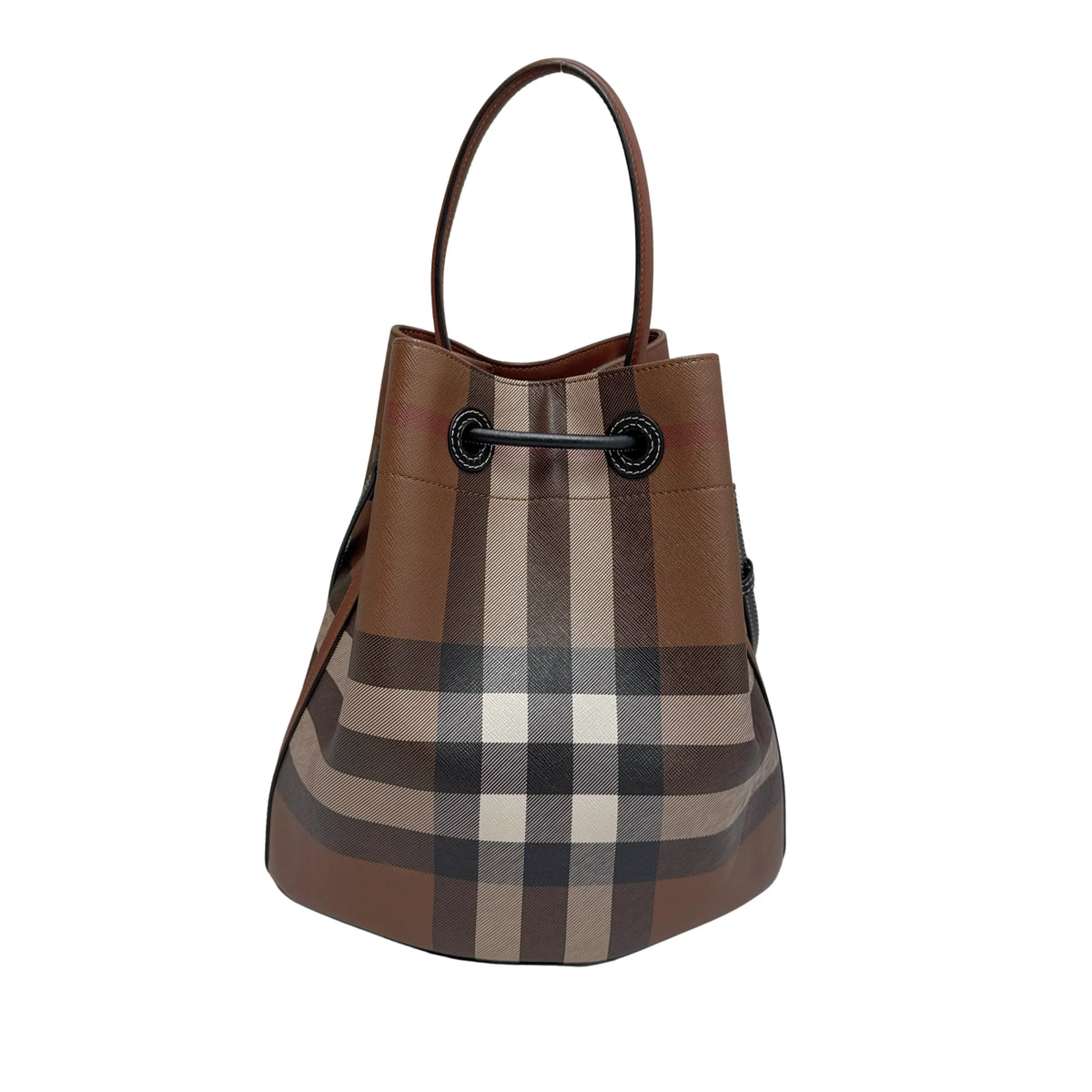 Burberry TB Small Check Bucket Bag Brown - Lost Designer