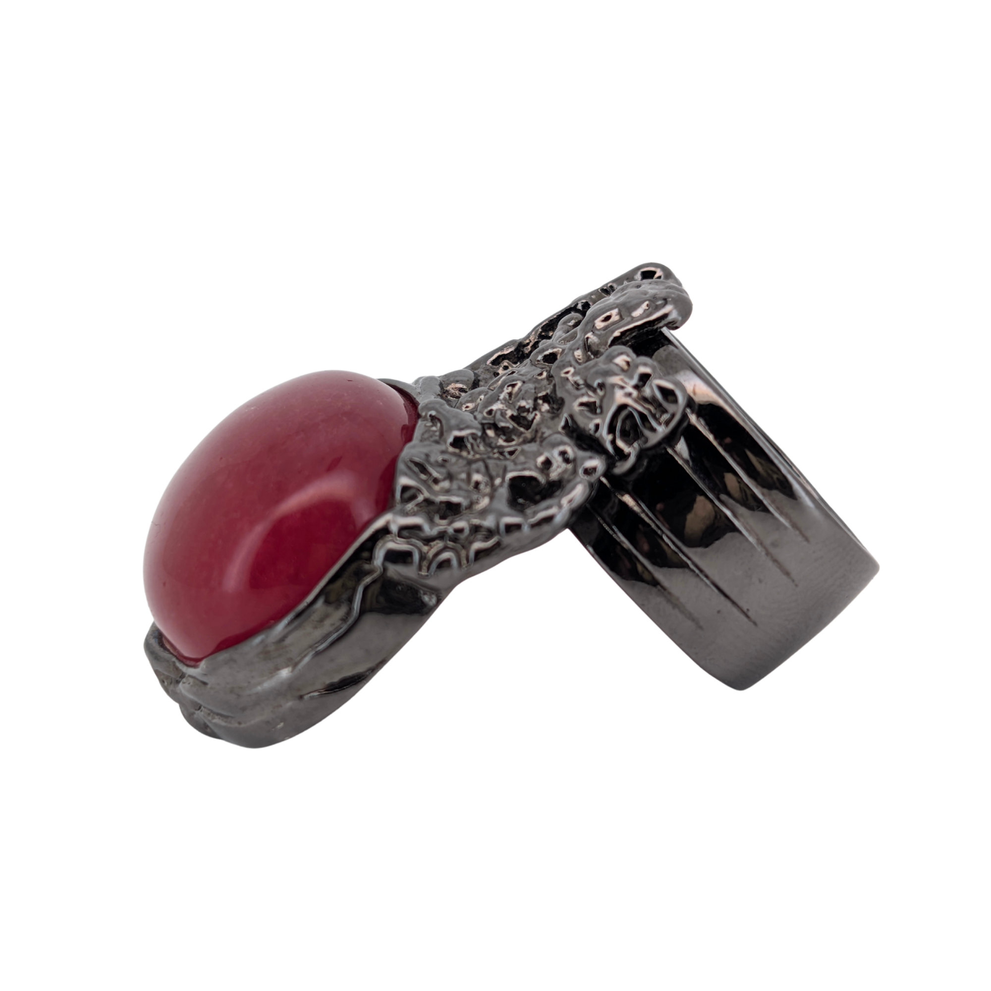 Saint Laurent Arty Red Enamel Ring Size 56/P½