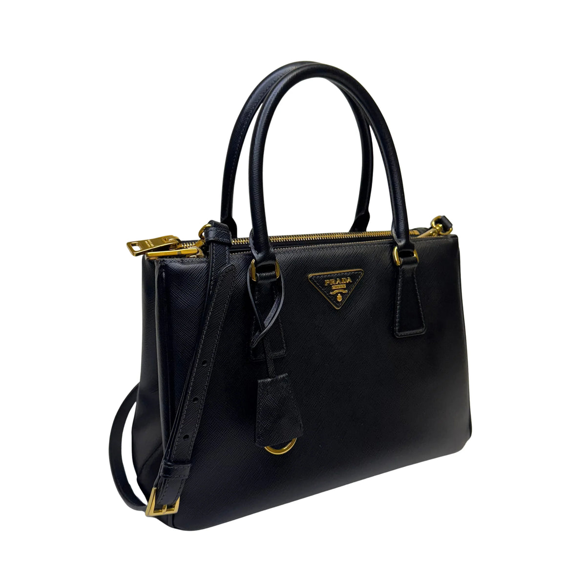 Prada Medium Galleria Saffiano leather bag Black - Lost Designer