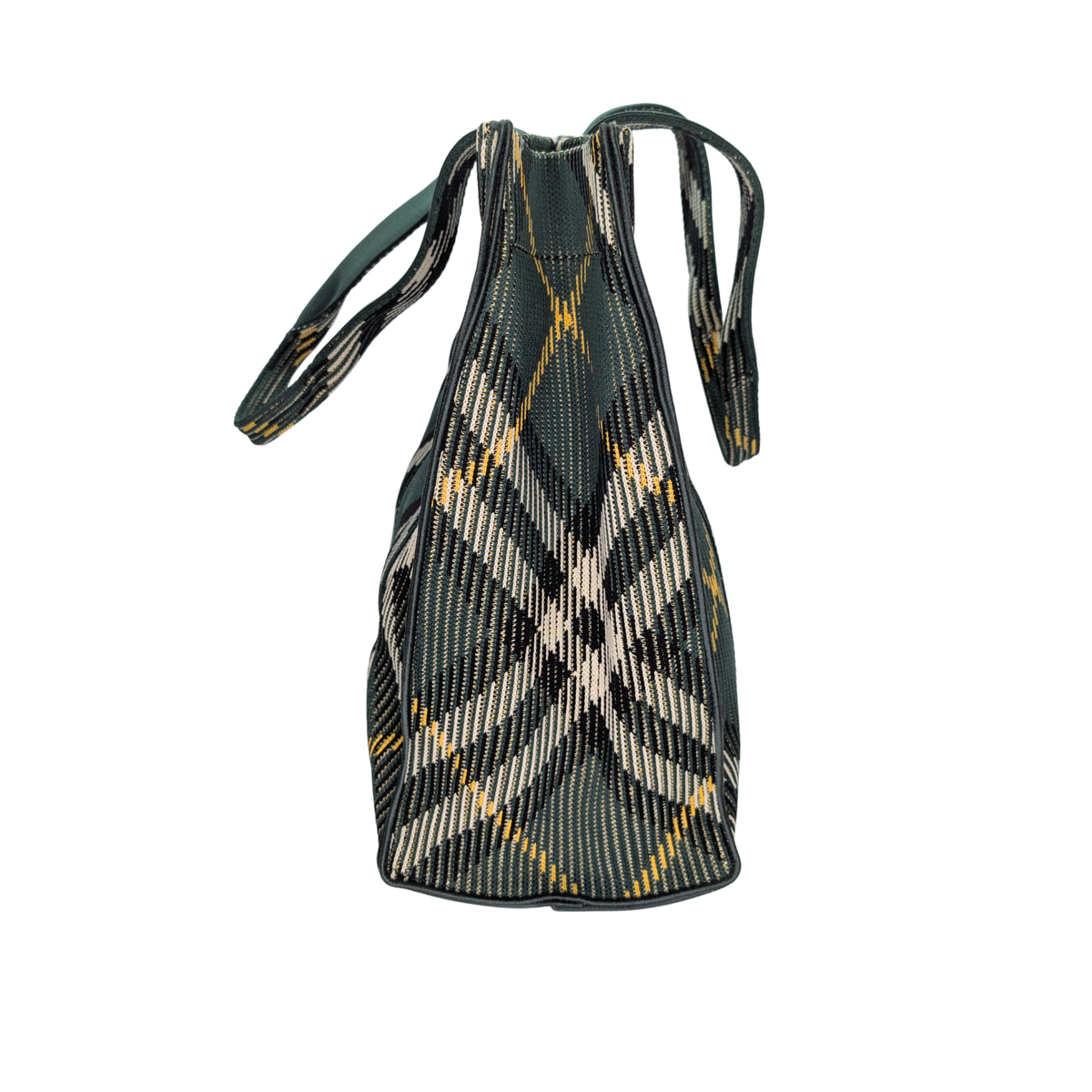 Burberry Medium Green Check Knitted Tote Bag