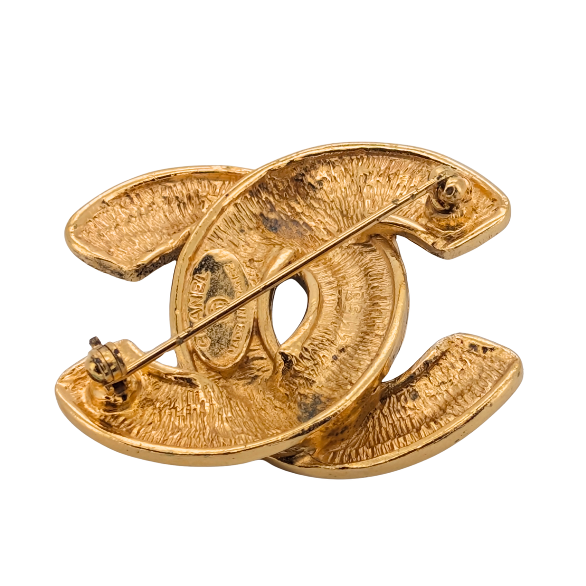 Chanel Quilted CC Brooch Pin Gold Plated