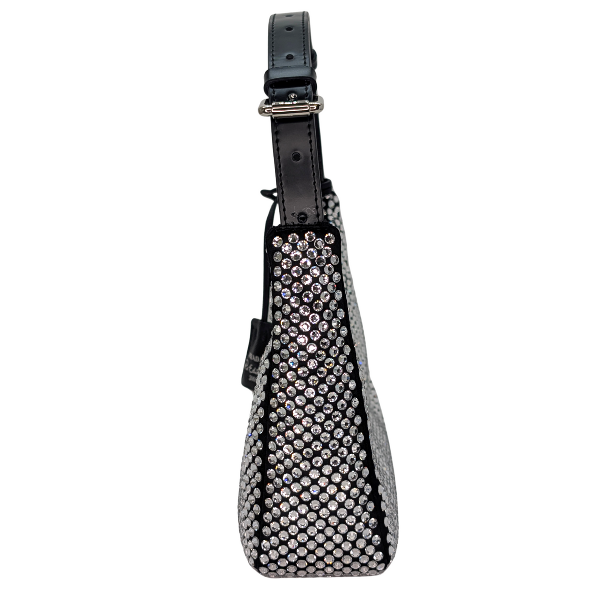 Black Prada Re-Edition Mini Satin Crystals Shoulder Bag