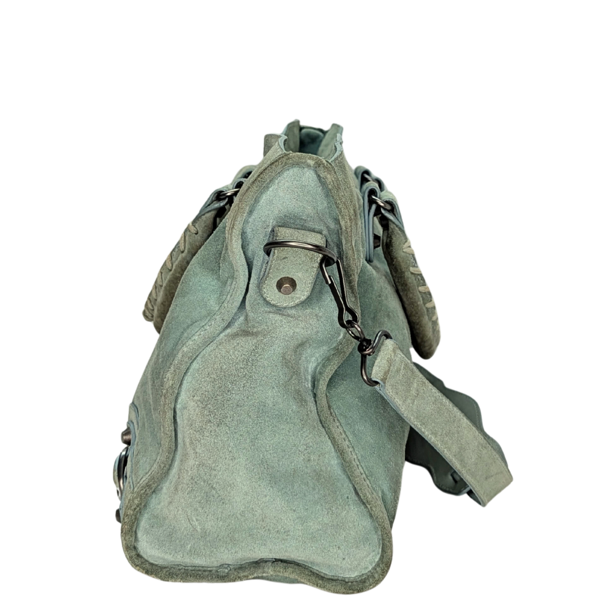 Balenciaga Motorcycle City Bag Suede Leather Pastel Green