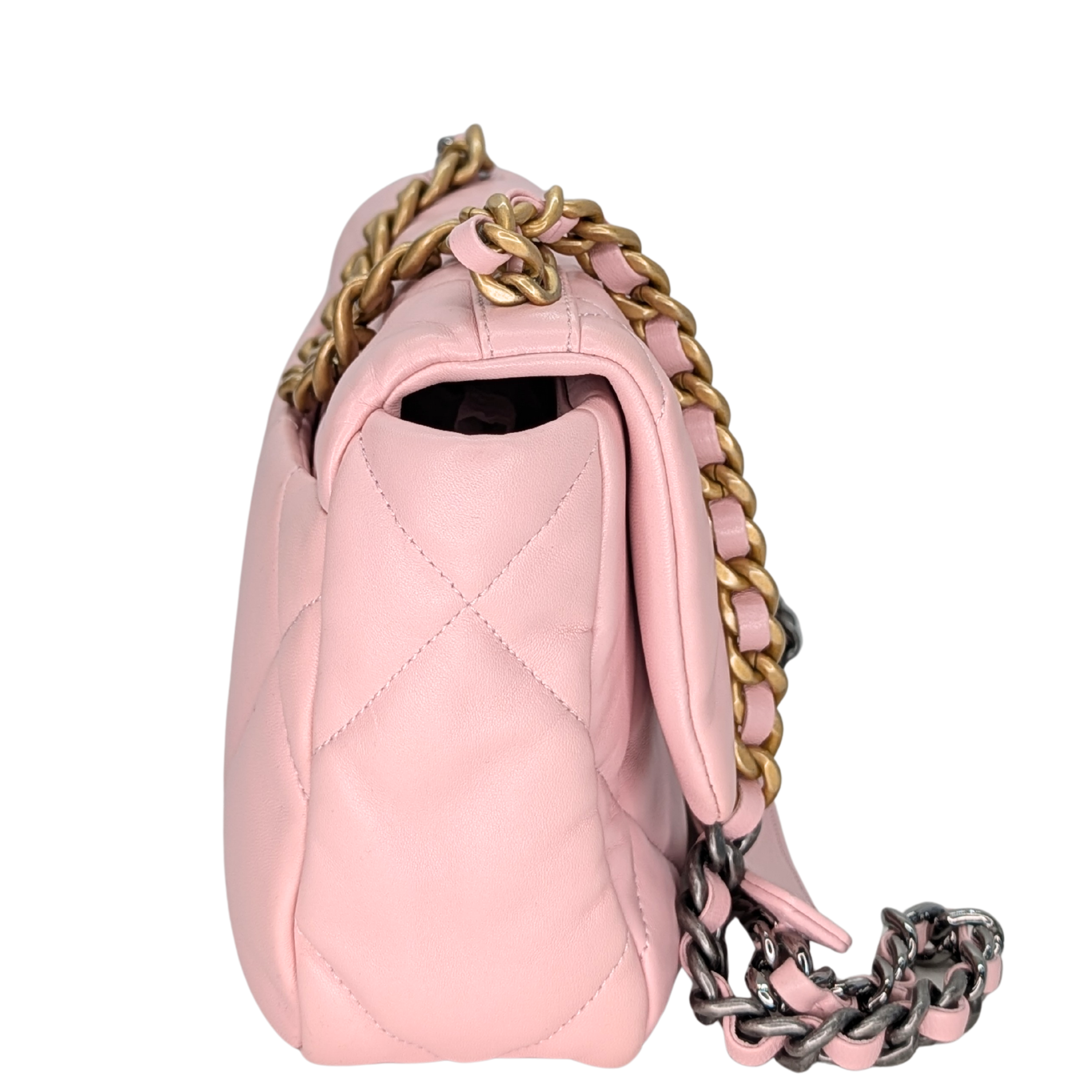 Chanel 19 Small Light Pink Lambskin Bag Microchip