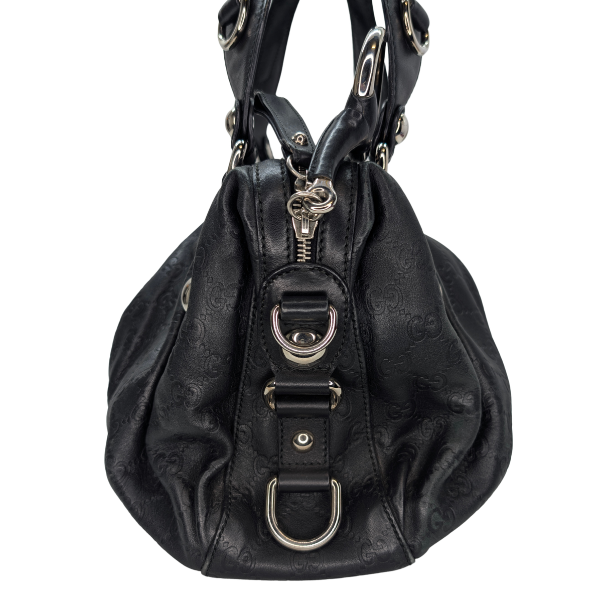 Gucci Guccissima Icon Bit Medium Boston Bag Black
