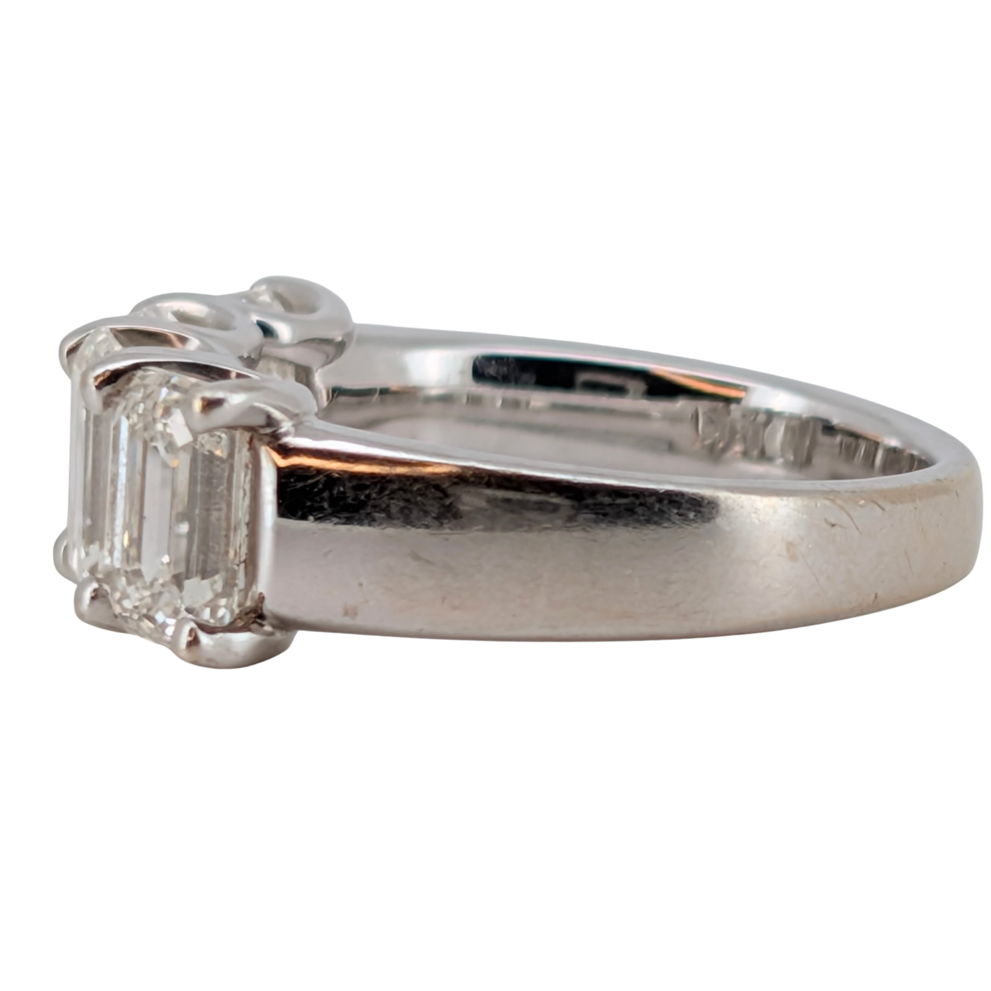 4.00Ct Natural Diamond  Emerald Cut Ring In 18K White Gold