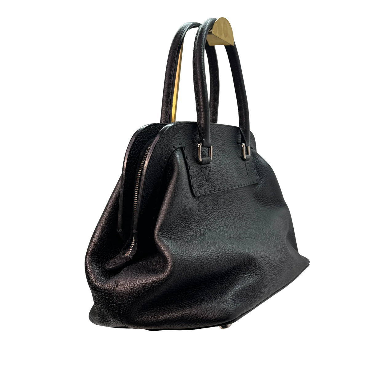 Fendi Cuoio Romano Selleria Adele 1328 Bag Black - Lost Designer