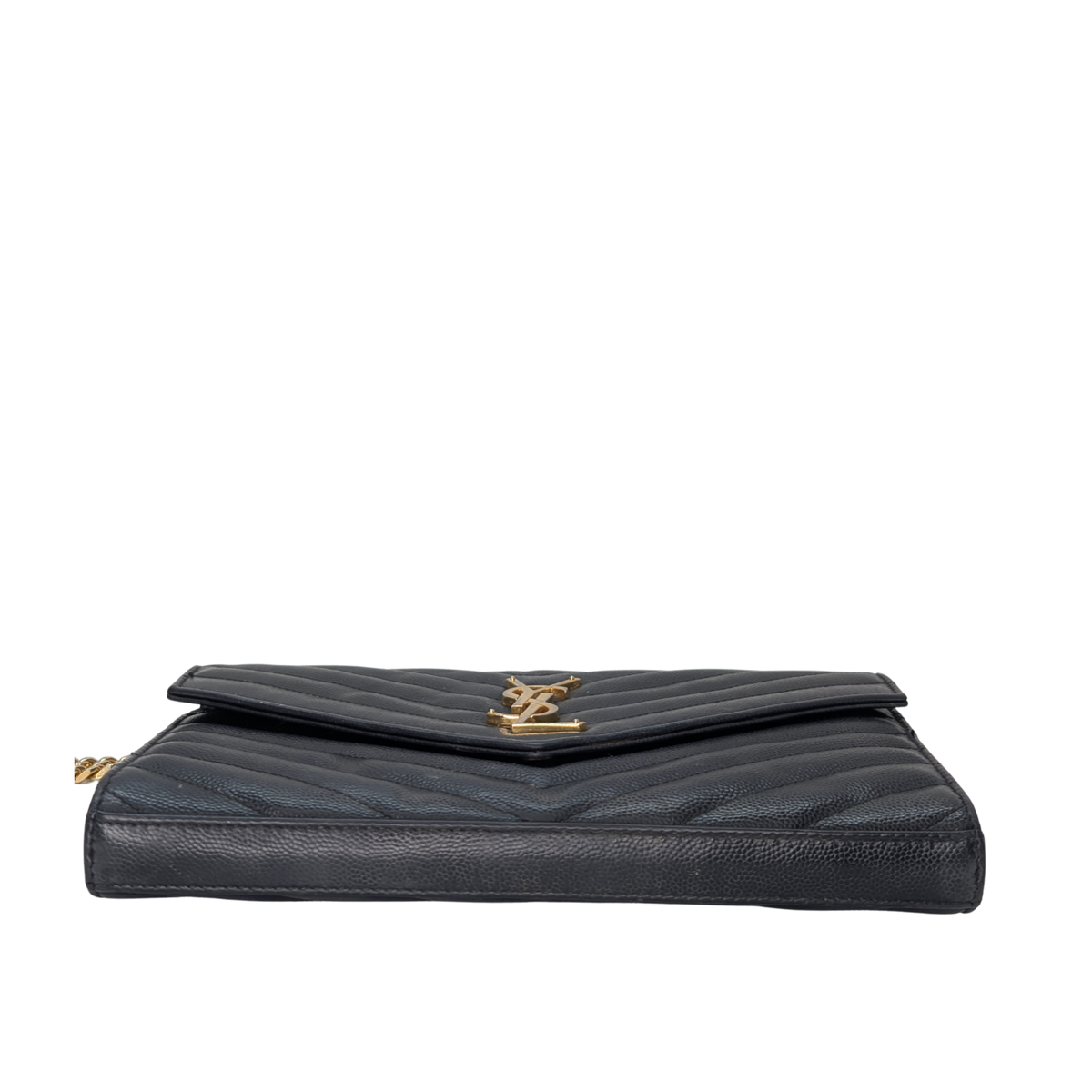 Saint Laurent Cassandre Envelope Chain Wallet Black