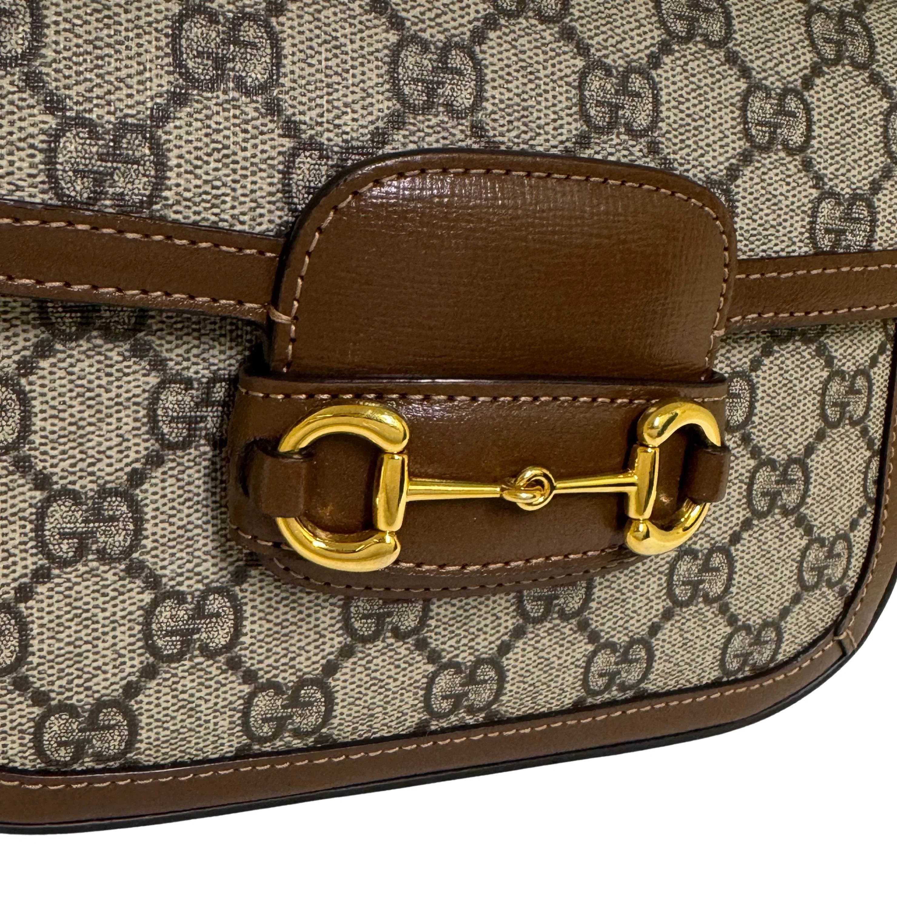 Gucci Horsebit 1955 Shoulder Bag GG Supreme Canvas/Leather Beige/Brown - Lost Designer