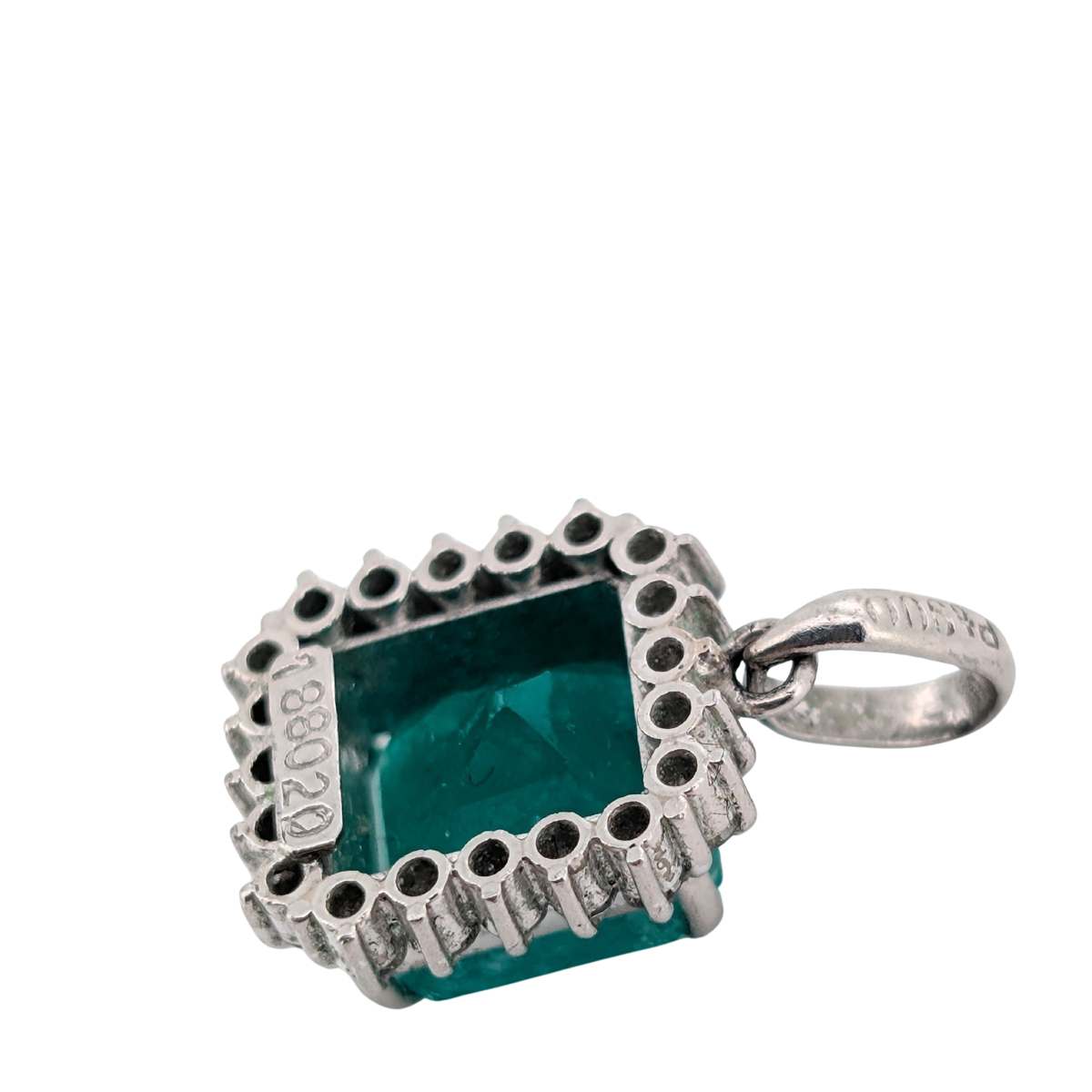 Platinum 2.00ct Emerald & Diamond Halo Pendant
