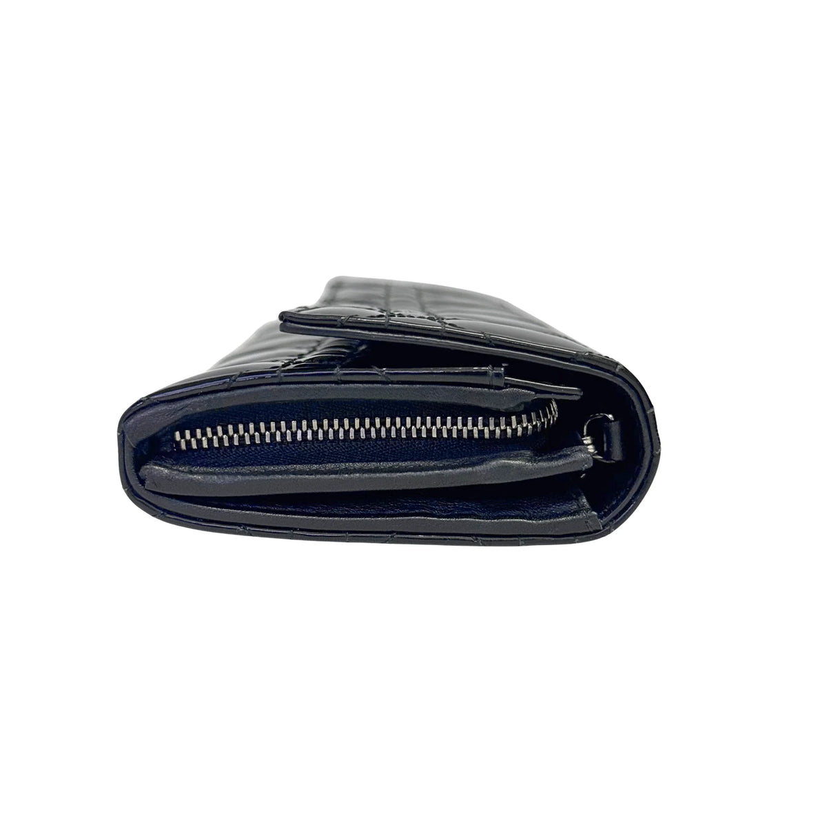 Dior Patent Leather Long Wallet With Chain Black - Lost Designer