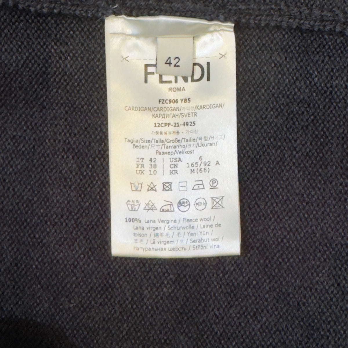 Fendi Roma Wool Cardigan Grey 42 - Lost Designer