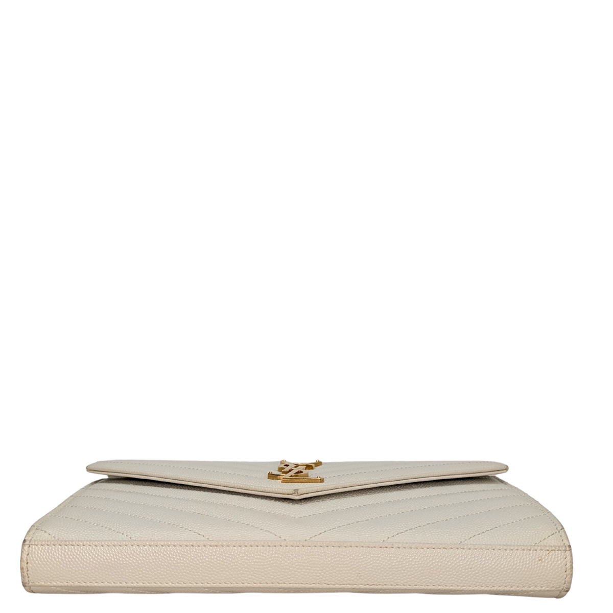 Saint Laurent Cassandre Envelope Chain Wallet Blanc White