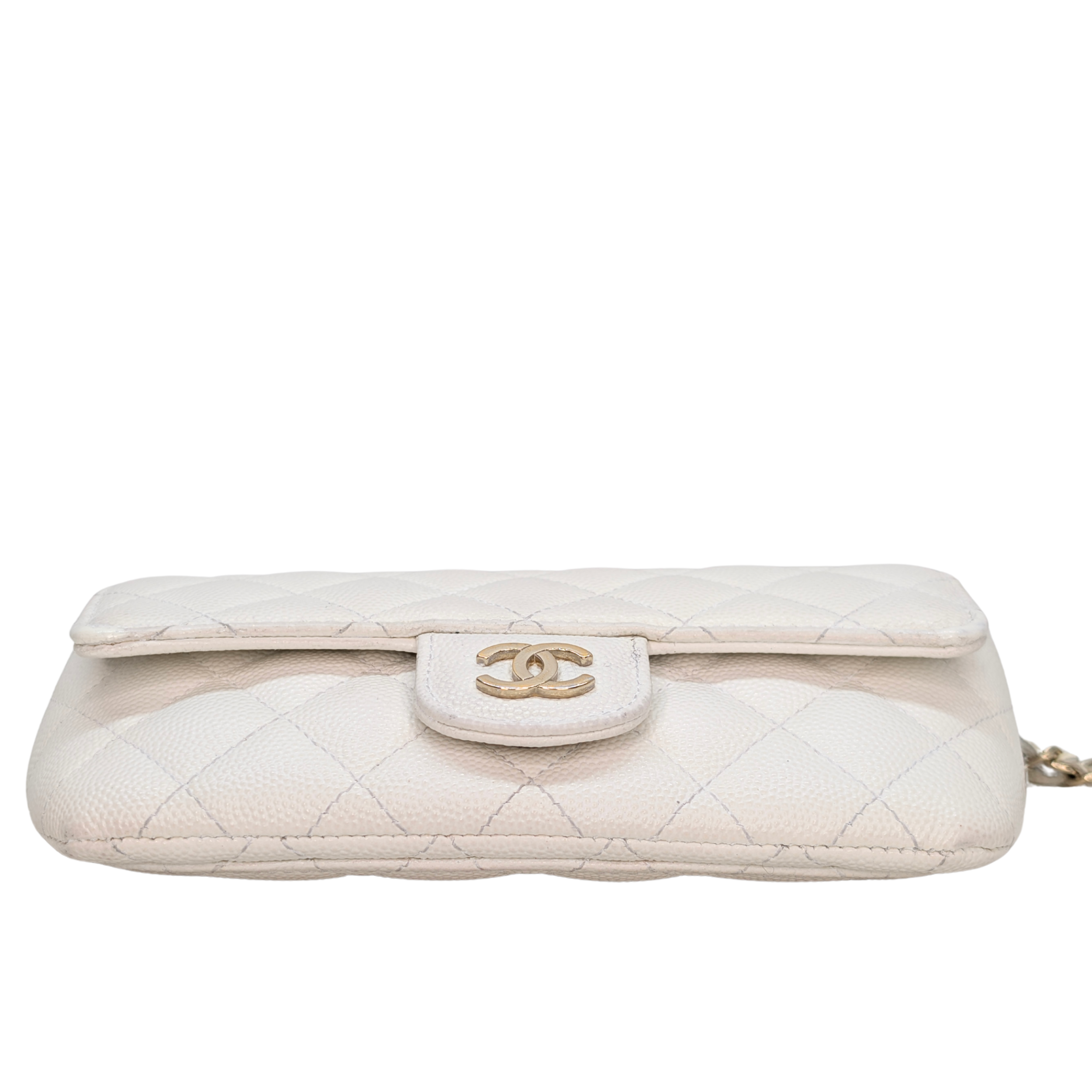 Chanel Quilted Caviar Sunglasses Case Bag White