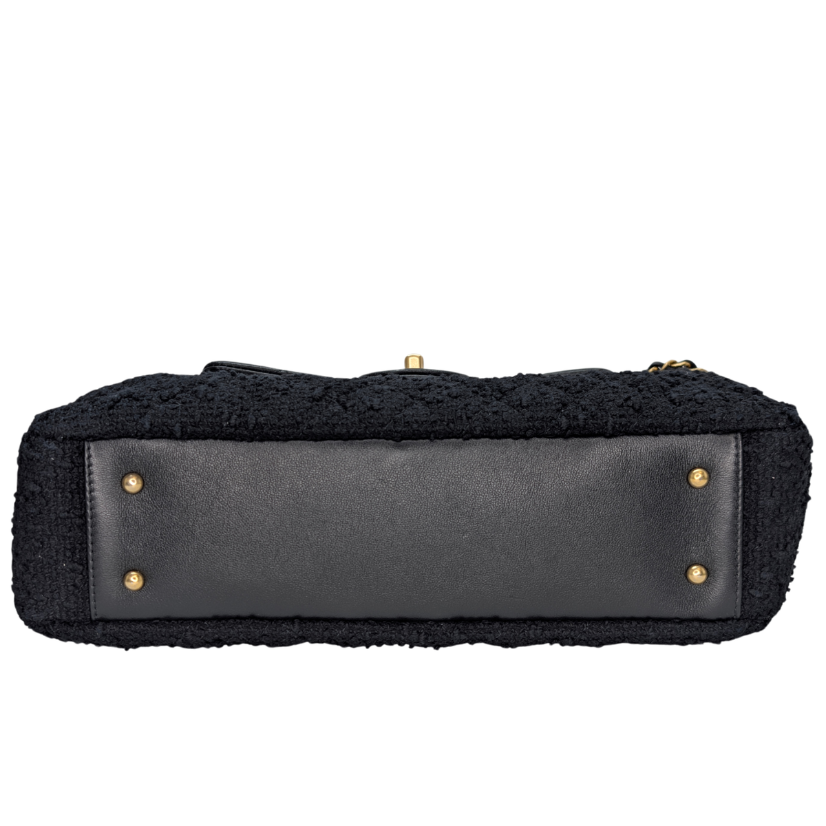 Chanel Top Handle Flap Tweed & Lambskin Bag GHW Black