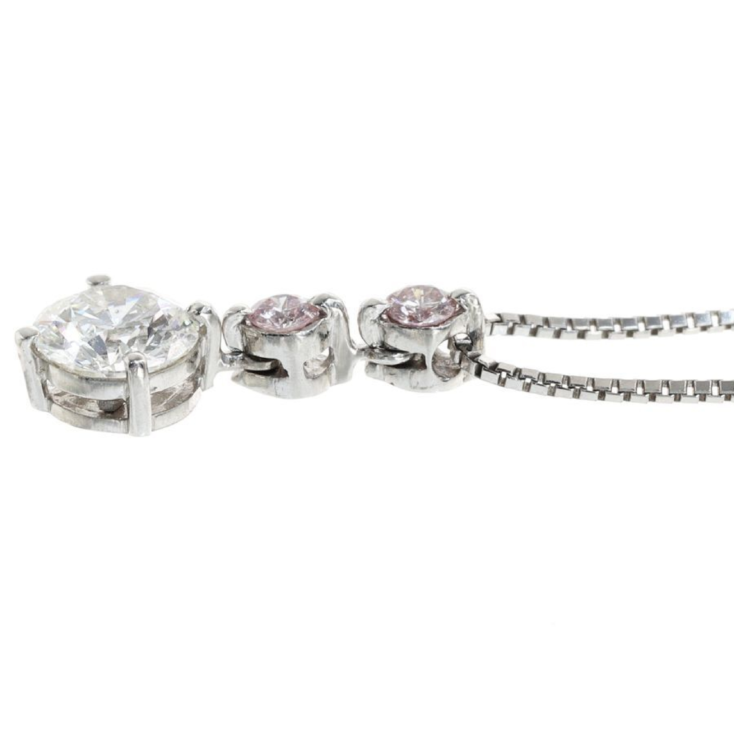 0.63Ct Natural Diamond Three-Stone Drop Pendant Necklace In Platinum