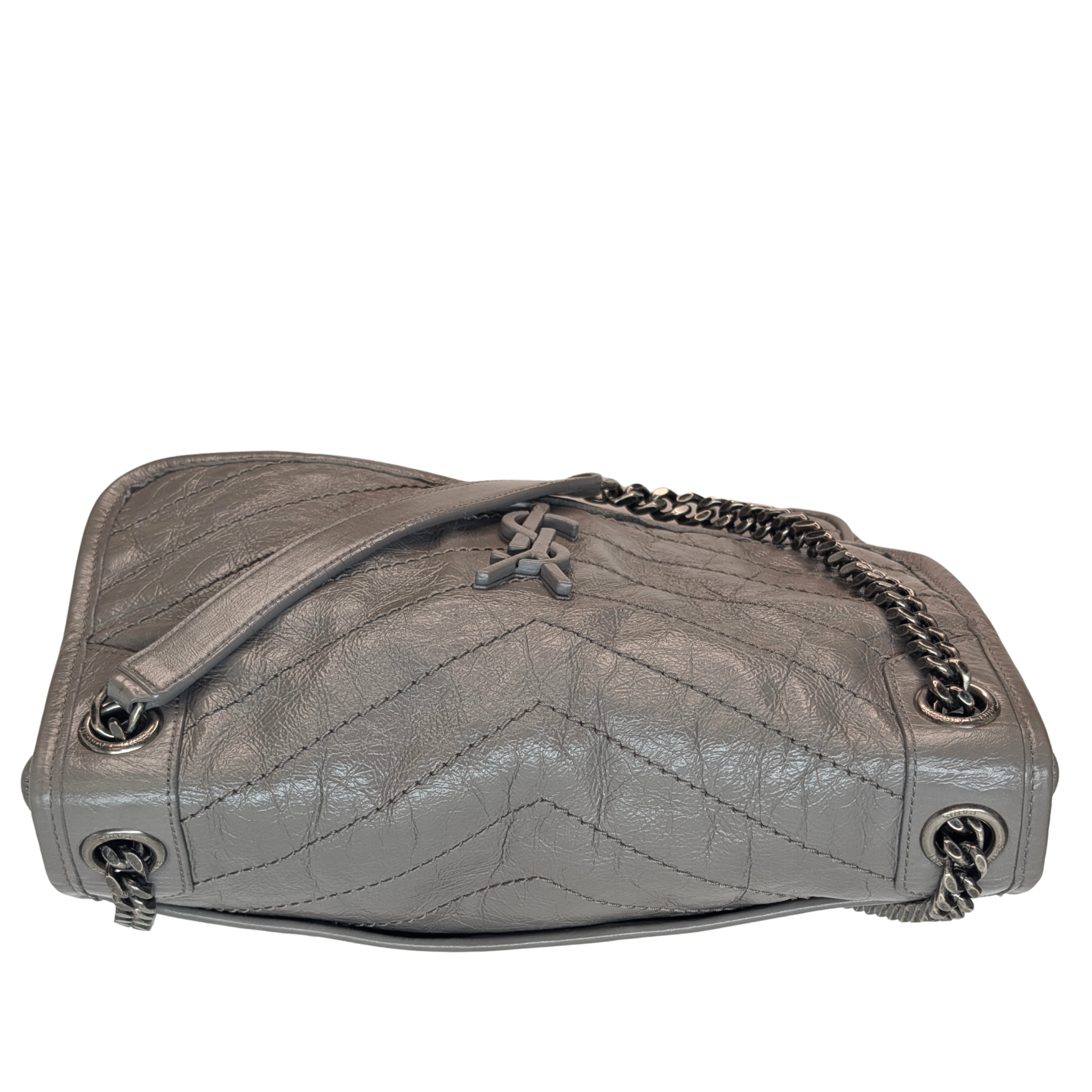 Saint Laurent Crinkled Calfskin Matelasse Monogram Medium Niki Bag