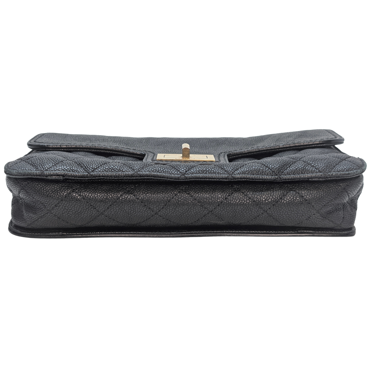 Chanel Mademoiselle 2.55 Cavier Leather Lock Flap Bag Black
