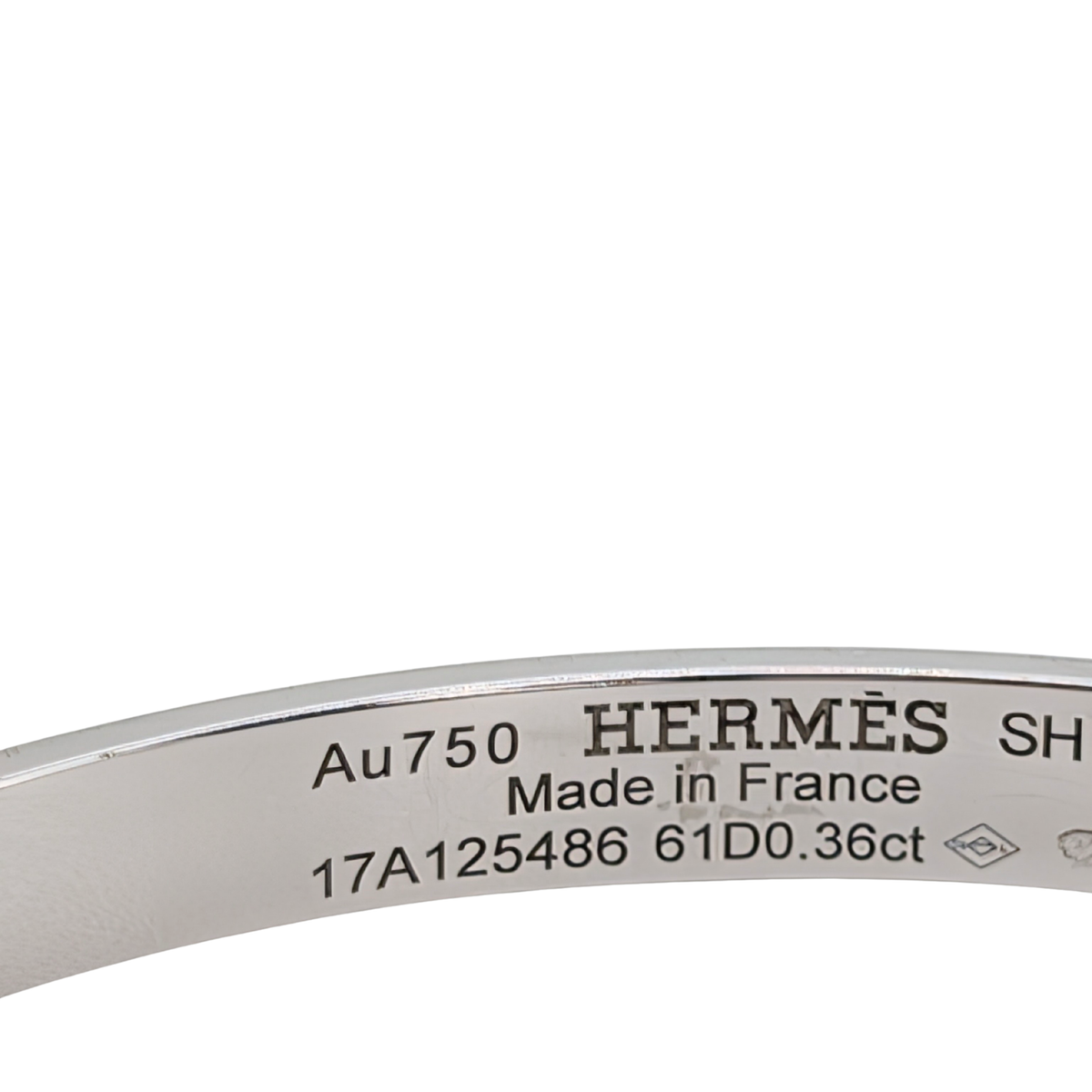 Hermes Kelly Diamond Bracelet Bangle Small SH 18k White Gold