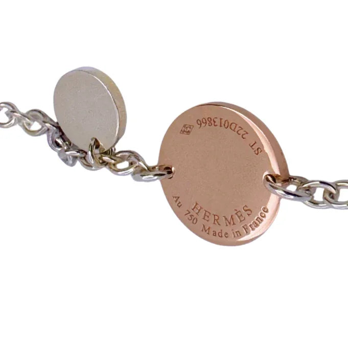 Hermes Confettis Ex-libris 18k Rose Gold & Silver Bracelet - Lost Designer