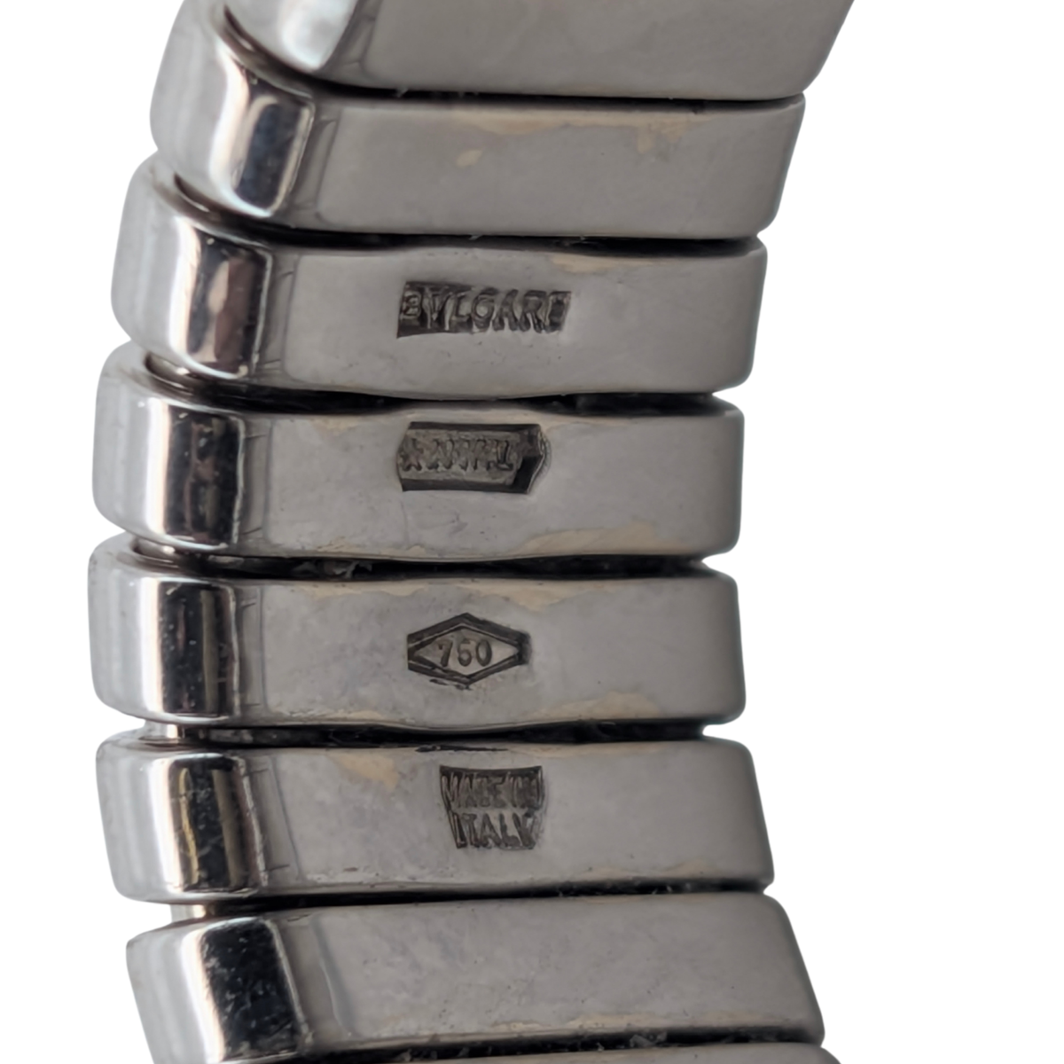 Bvlgari Tubogas Diamond Ring In 18K White Gold