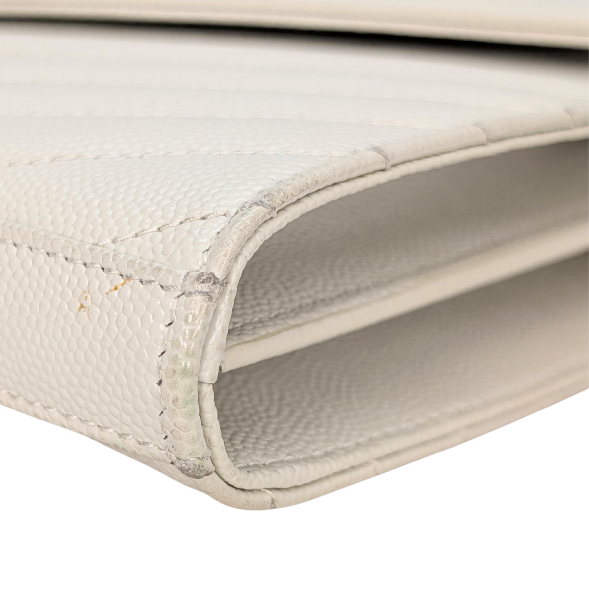 Saint Laurent Cassandre Envelope Chain Wallet Blanc White