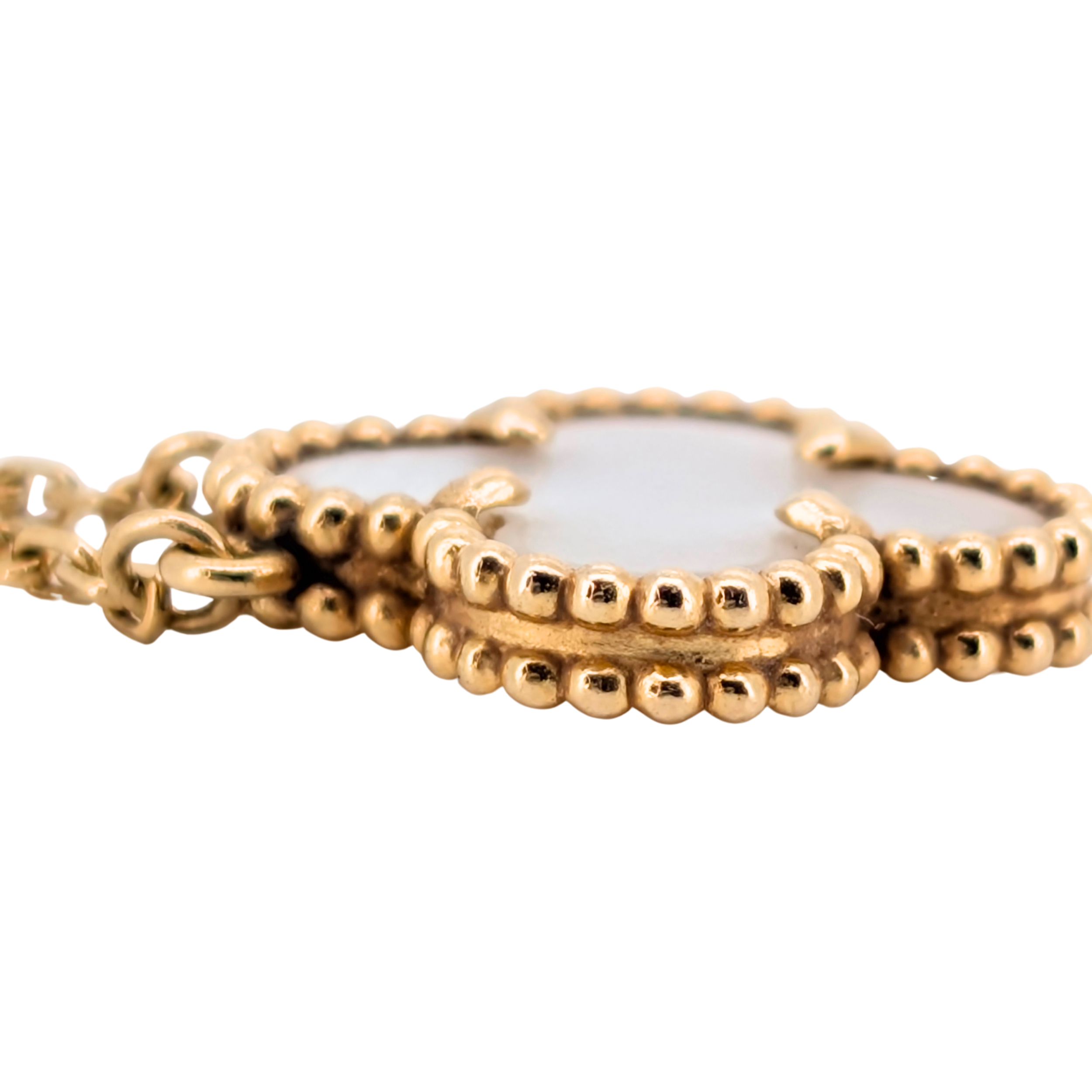 Van Cleef & Arpels Vintage Alhambra Mother Of pearl Necklace 18k Gold