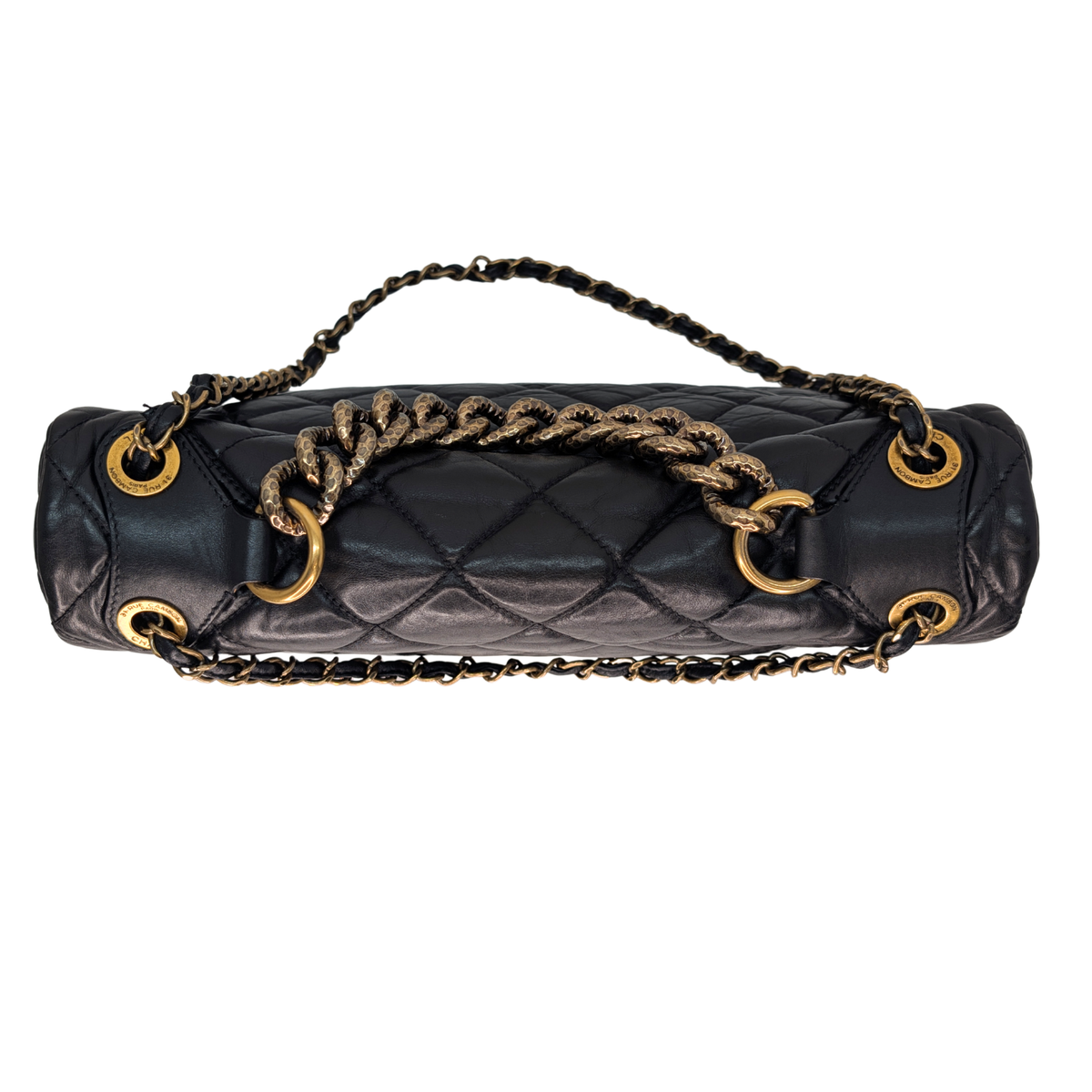Chanel Pondicherry Flap Medium Handbag Leather Black