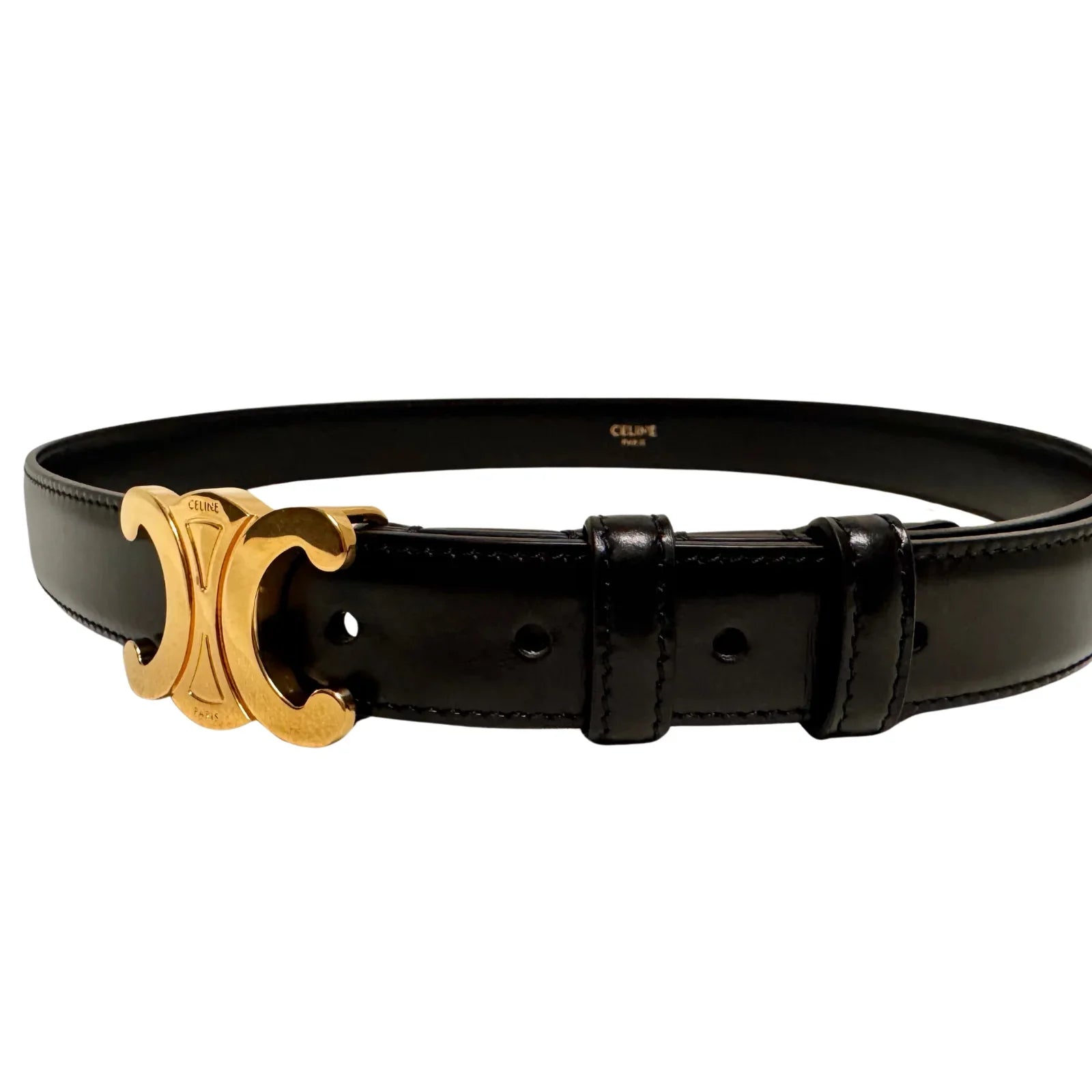 Celine Triomphe Leather Belt Black - Lost Designer