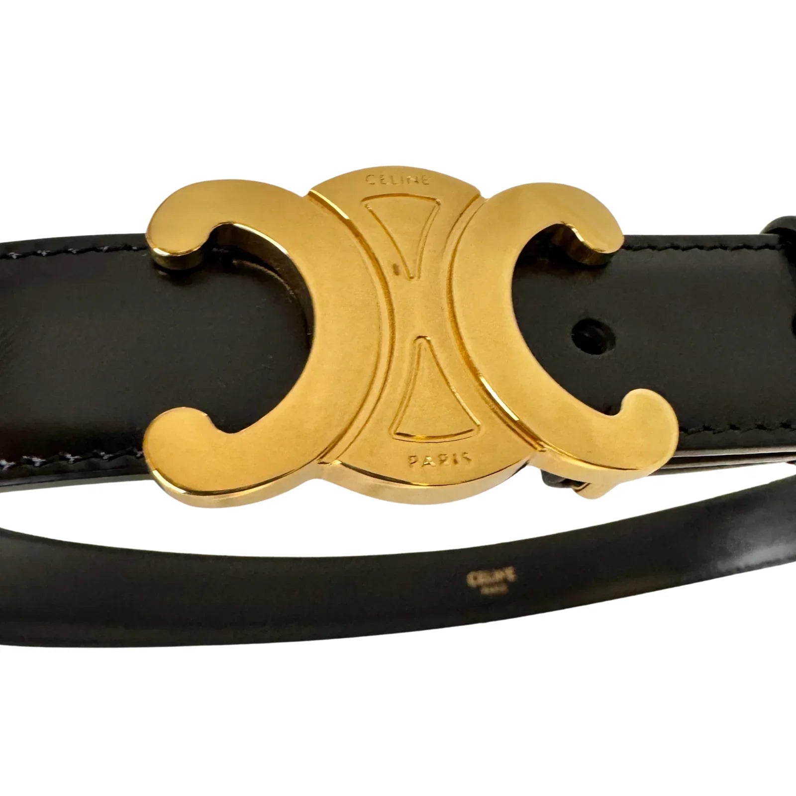 Celine Triomphe Leather Belt Black - Lost Designer