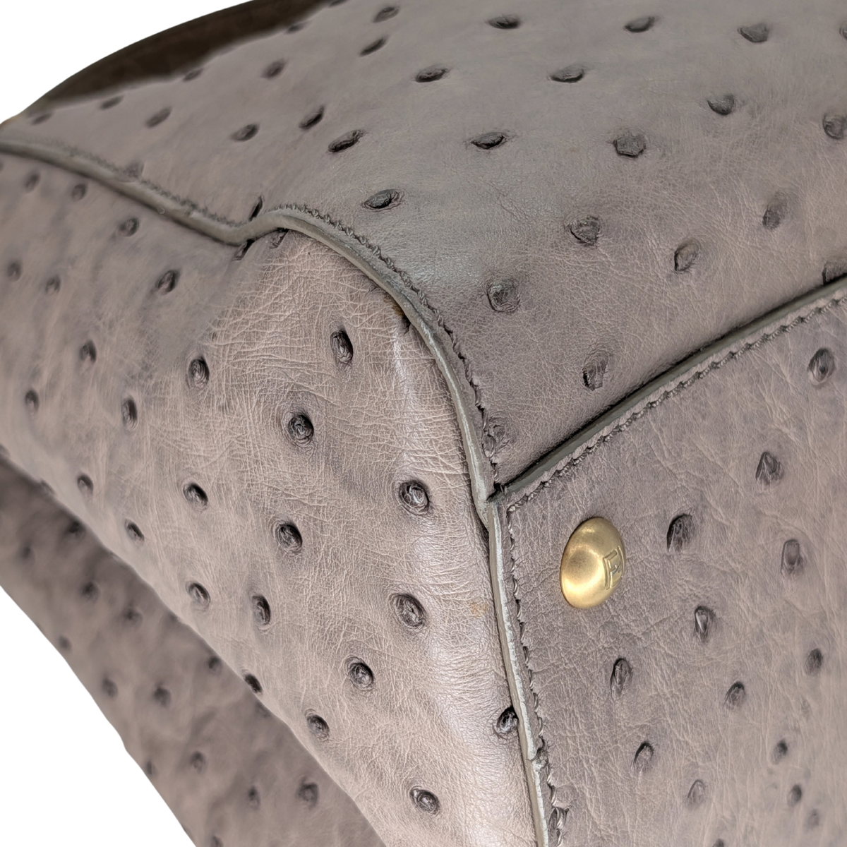 Fendi Peekaboo Large Ostrich Bag Taupe Grey
