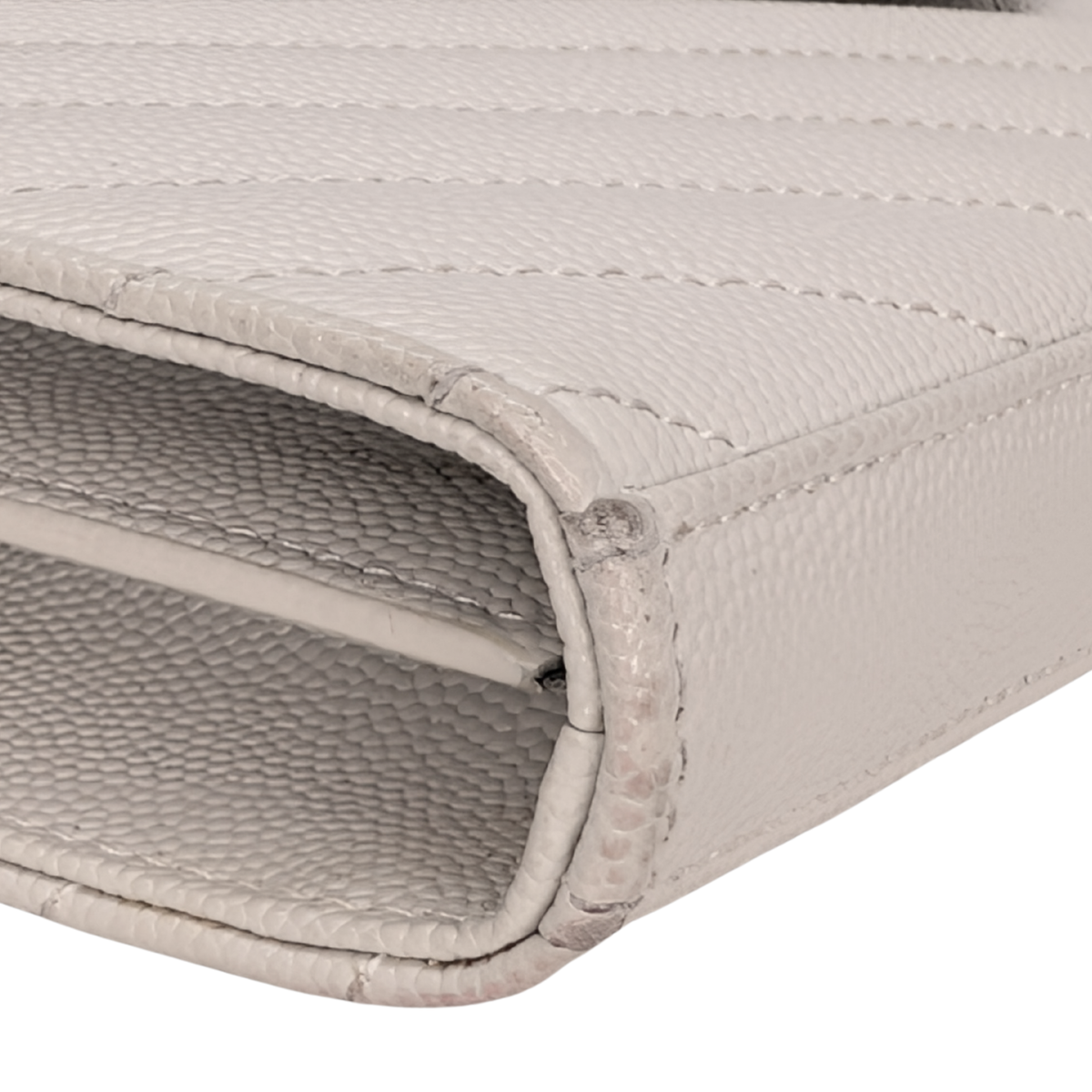 Saint Laurent Cassandre Envelope Chain Wallet Blanc White