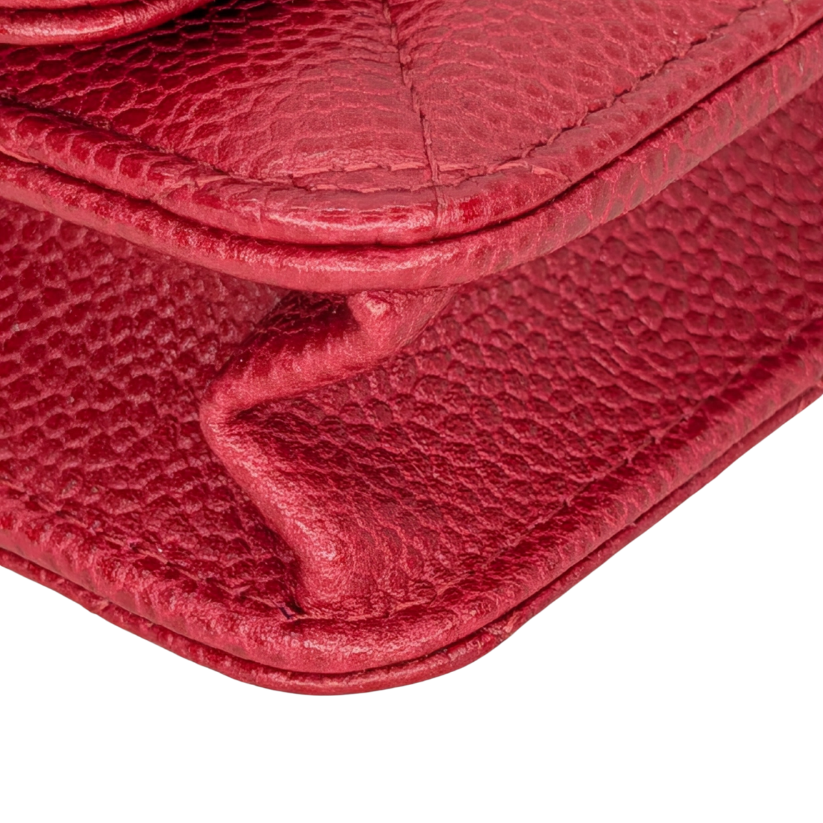 Chanel Caviar Wallet On Chain Red