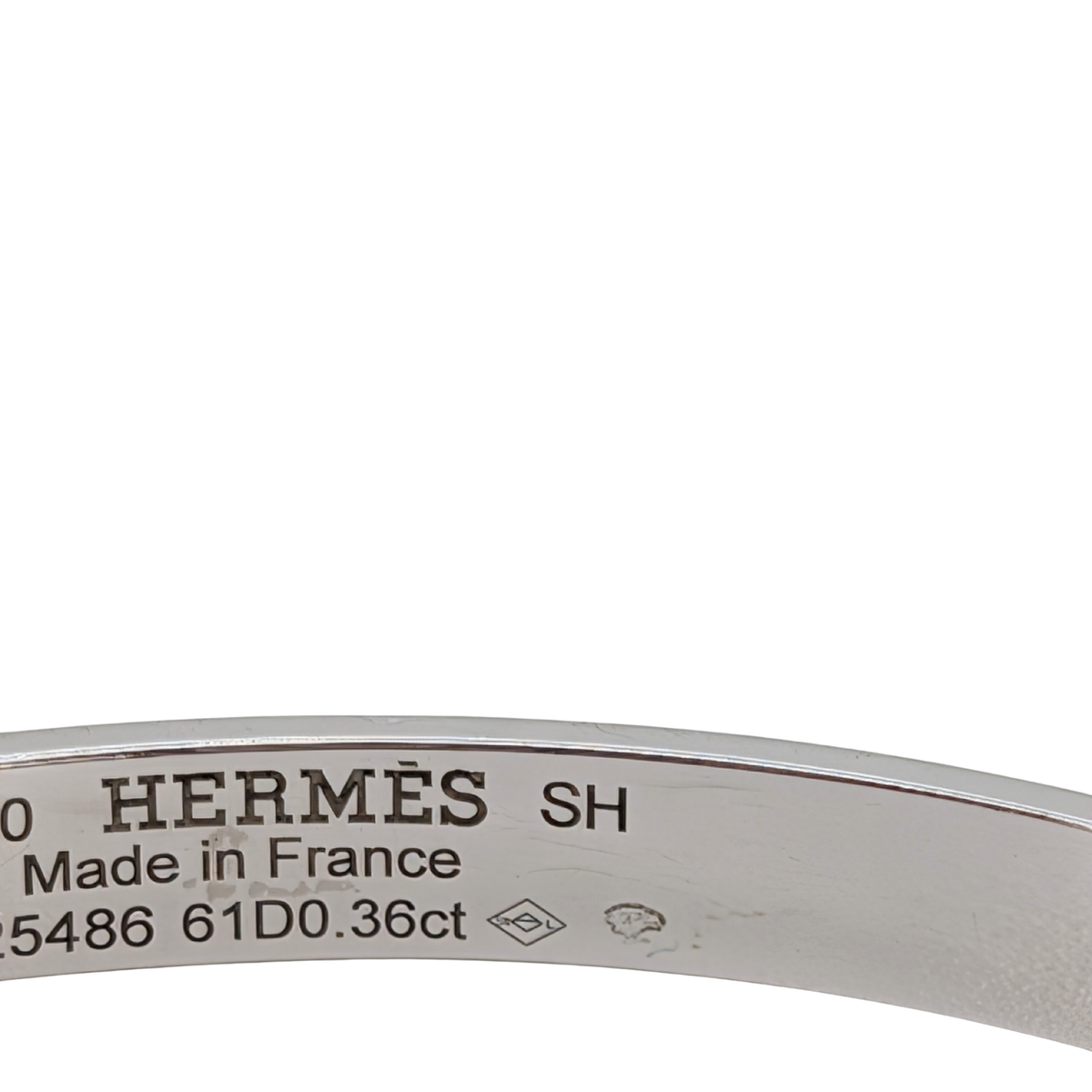 Hermes Kelly Diamond Bracelet Bangle Small SH 18k White Gold
