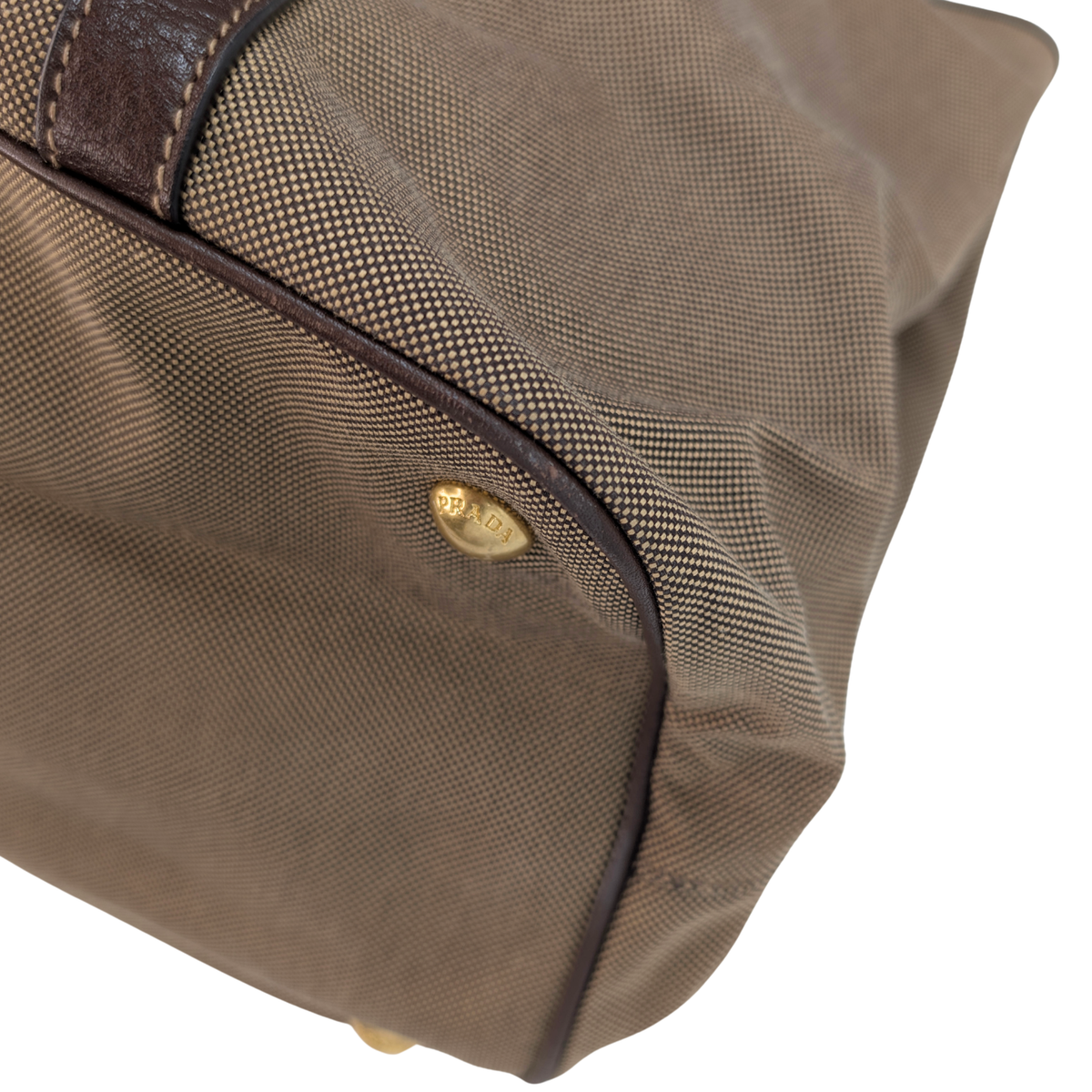 Prada Logo Jacquard Tote Bag Brown