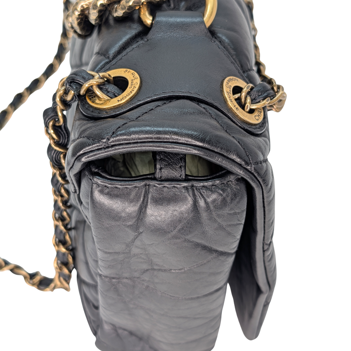 Chanel Pondicherry Flap Medium Handbag Leather Black